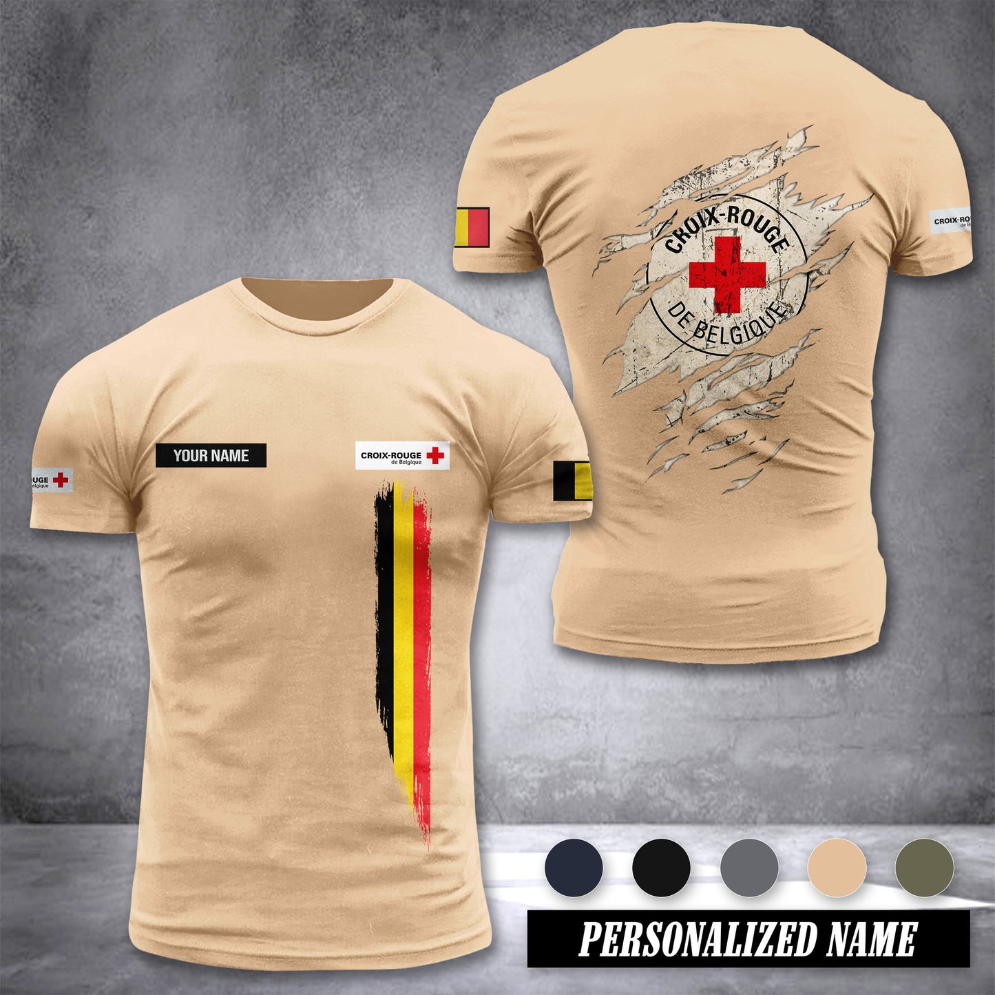 Croix-Rouge de Belgique Belgium customize T-shirt back