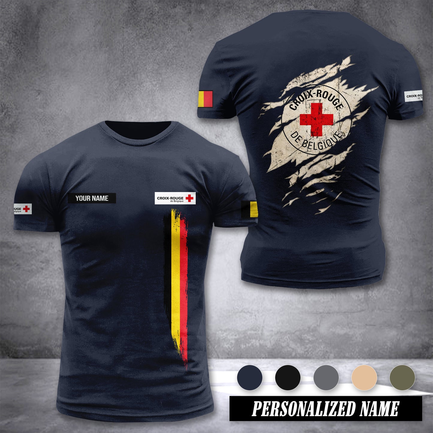 Croix-Rouge de Belgique Belgium customize T-shirt back
