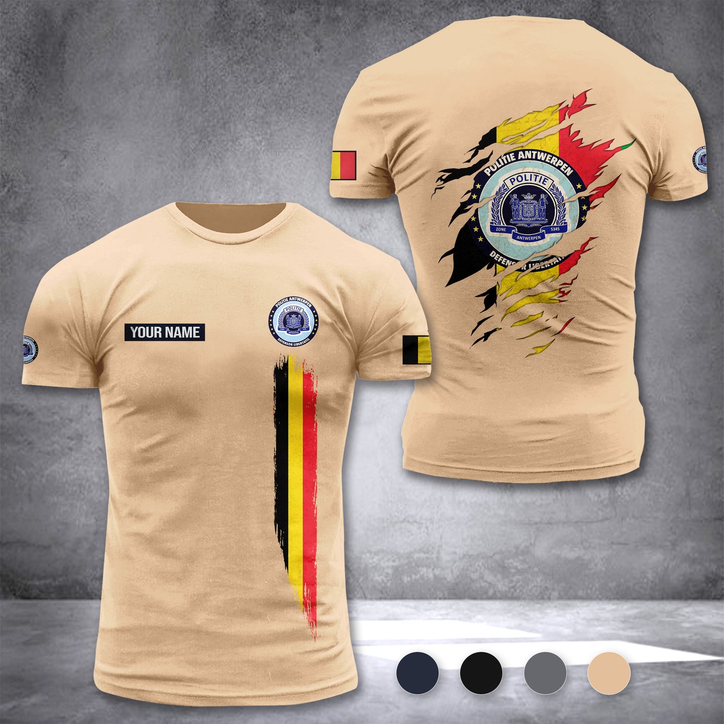 Politie Antwerpen Belgium customize T-shirt back