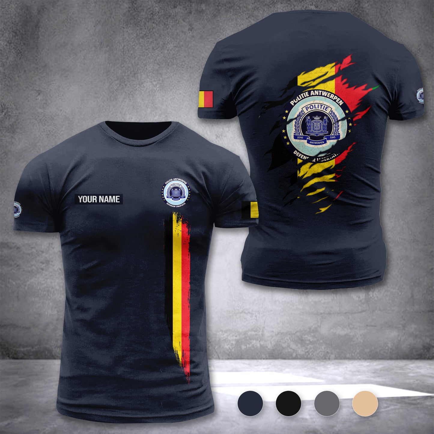 Politie Antwerpen Belgium customize T-shirt back