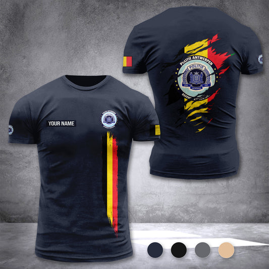 Politie Antwerpen Belgium customize T-shirt back