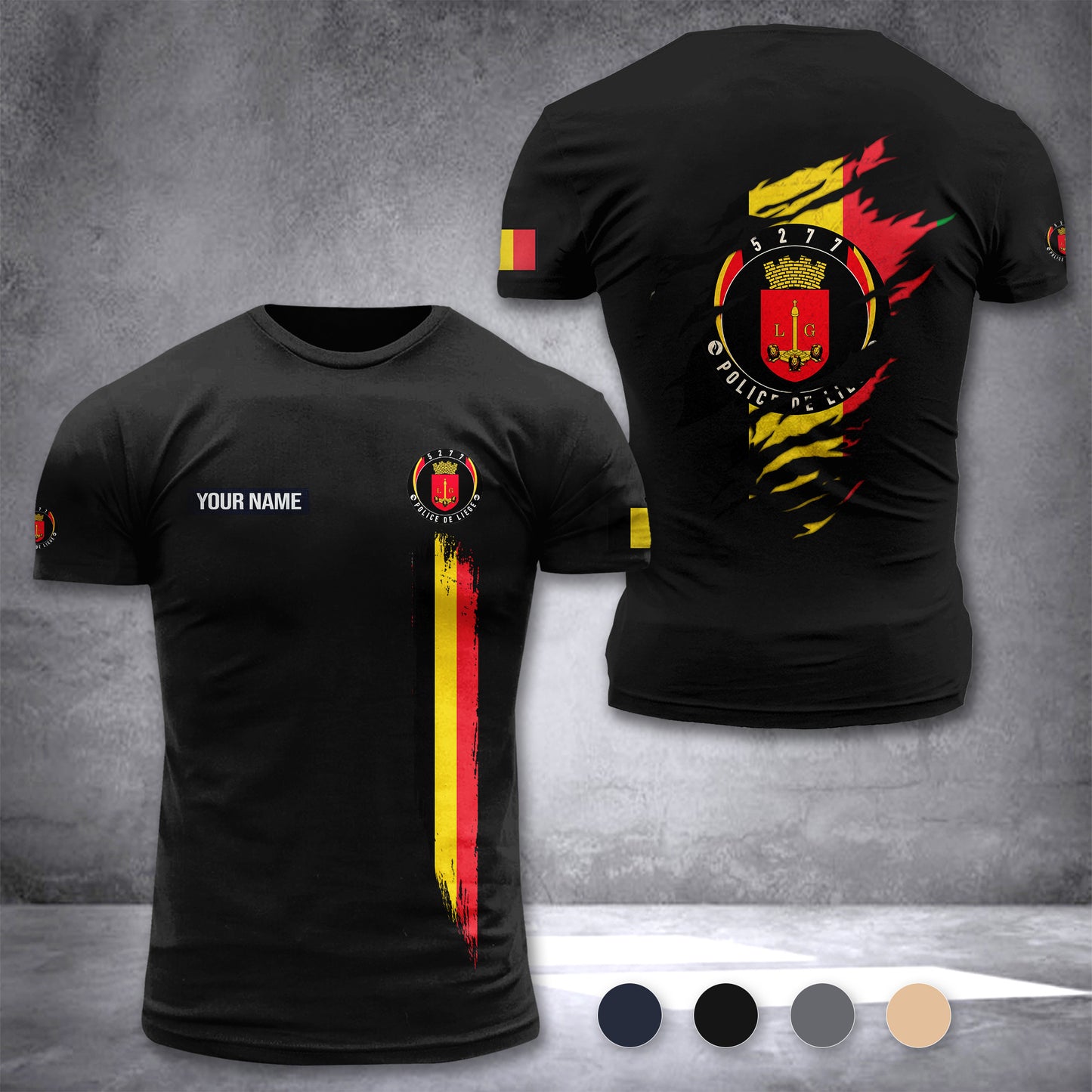 Police de Liège Belgium customize T-shirt back