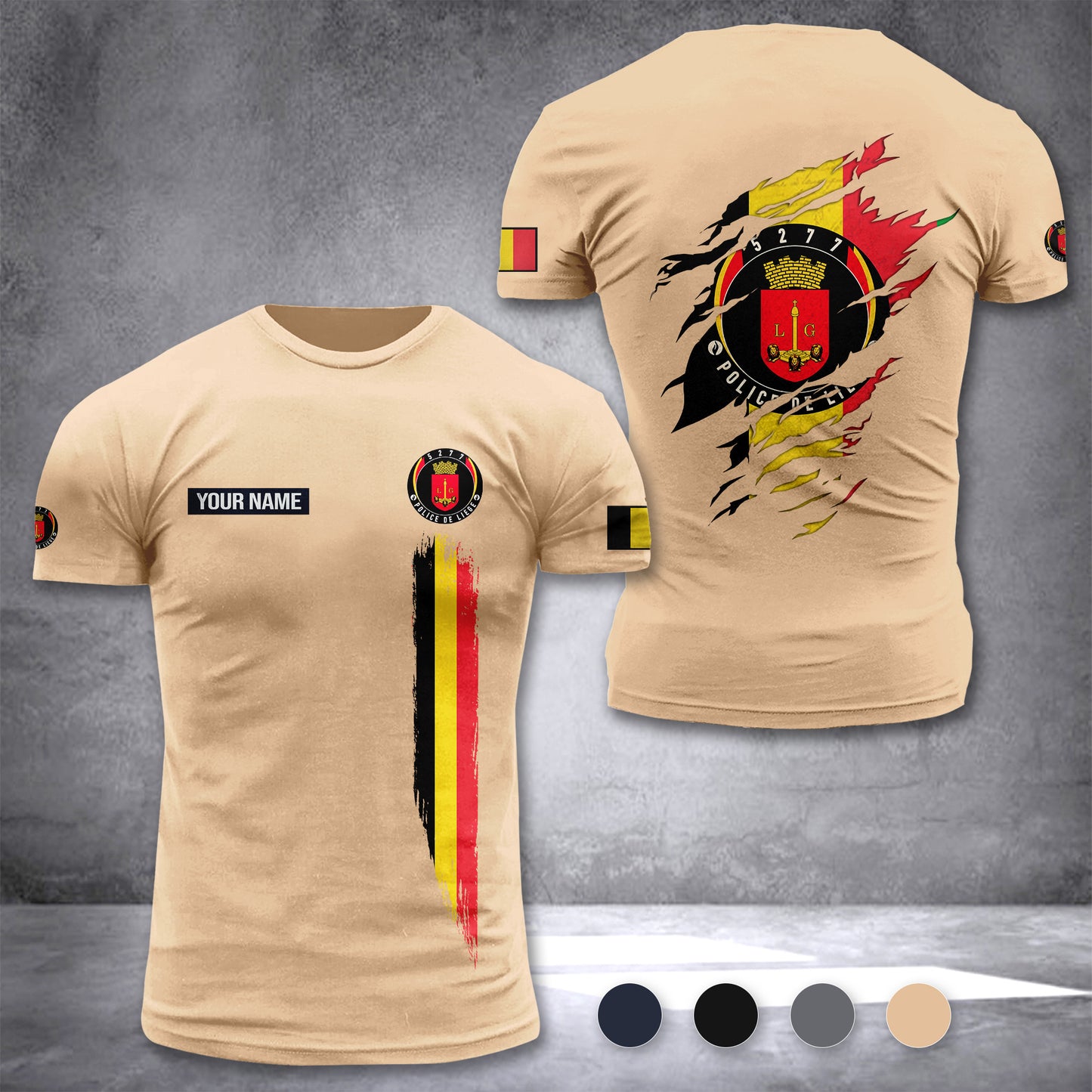 Police de Liège Belgium customize T-shirt back