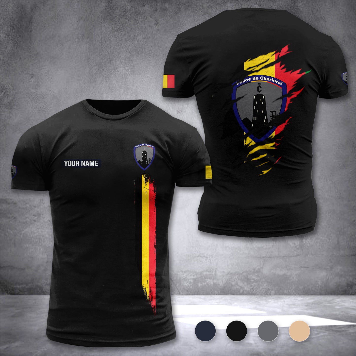 Police de Charleroi Belgium customize T-shirt back