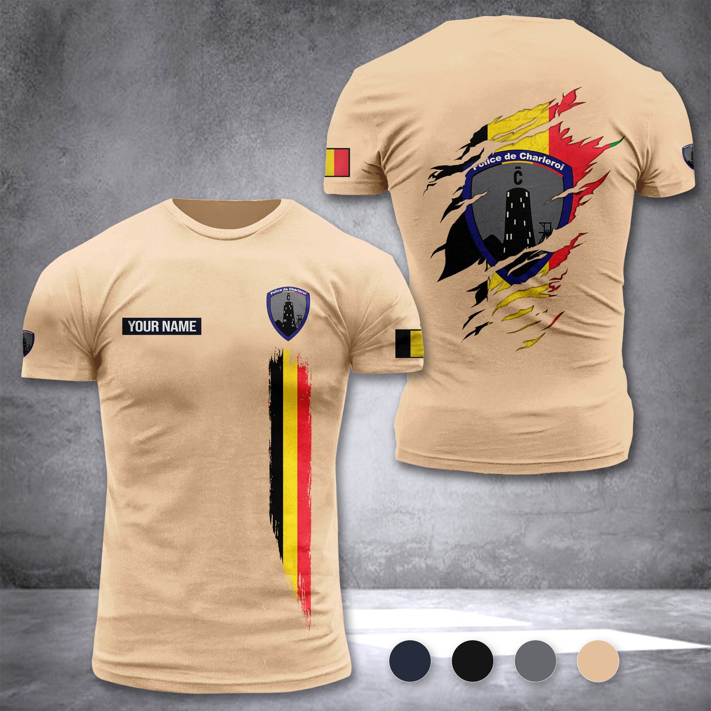 Police de Charleroi Belgium customize T-shirt back