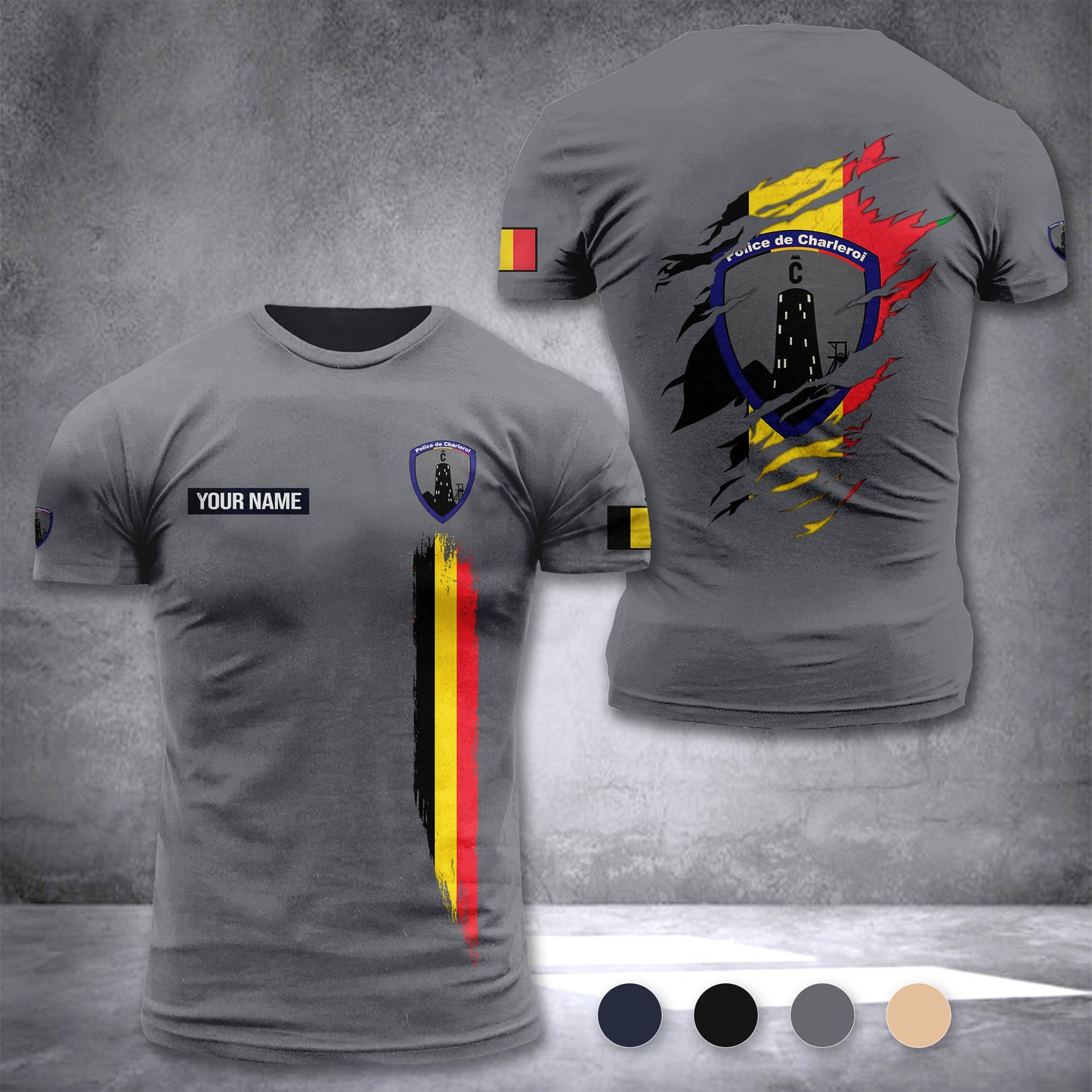 Police de Charleroi Belgium customize T-shirt back
