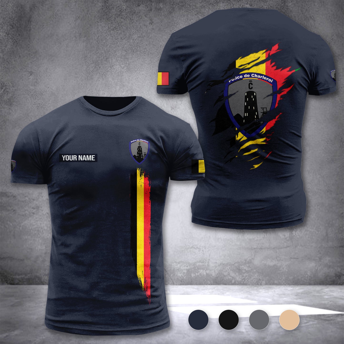 Police de Charleroi Belgium customize T-shirt back