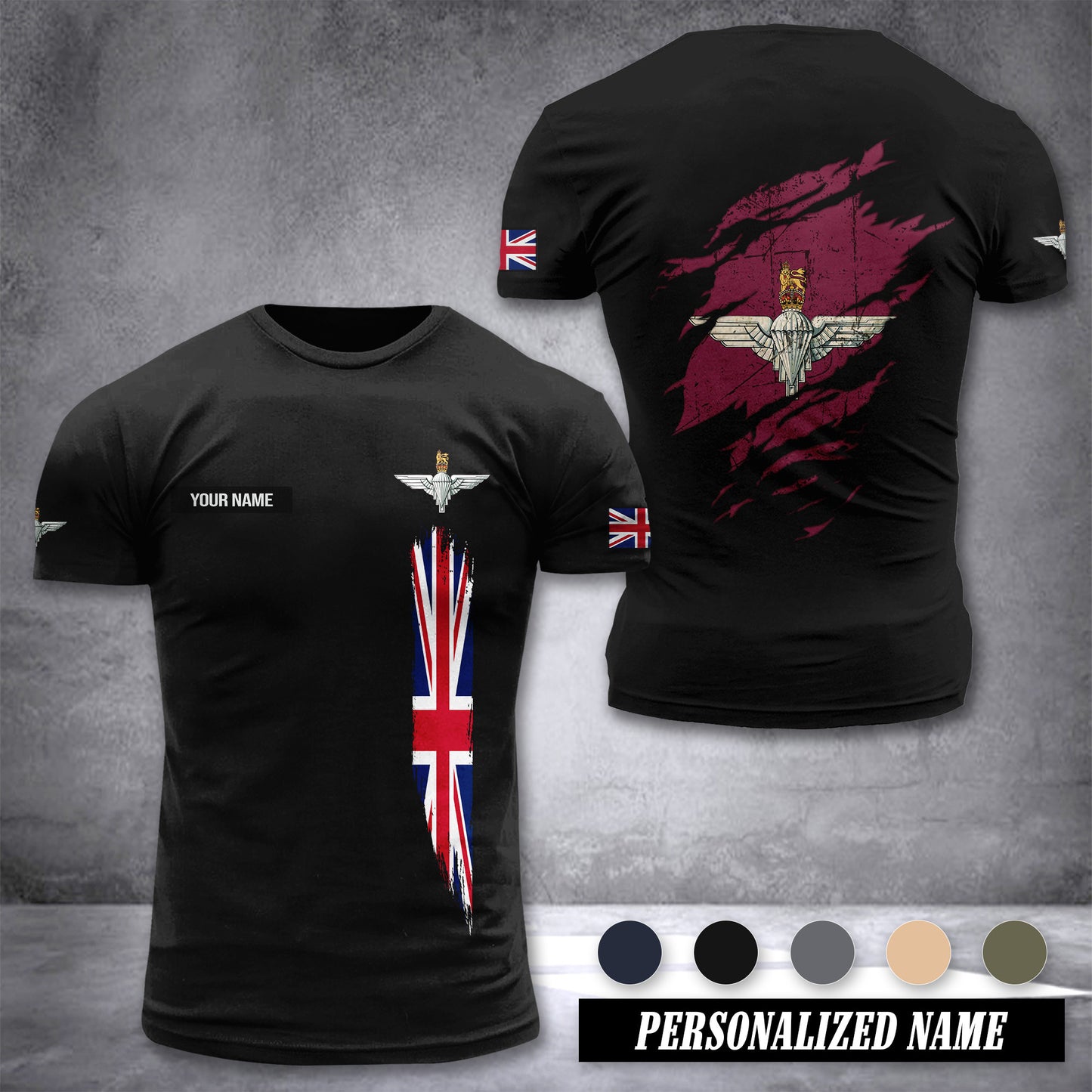 The Parachute Regiment UK customize T-shirt back
