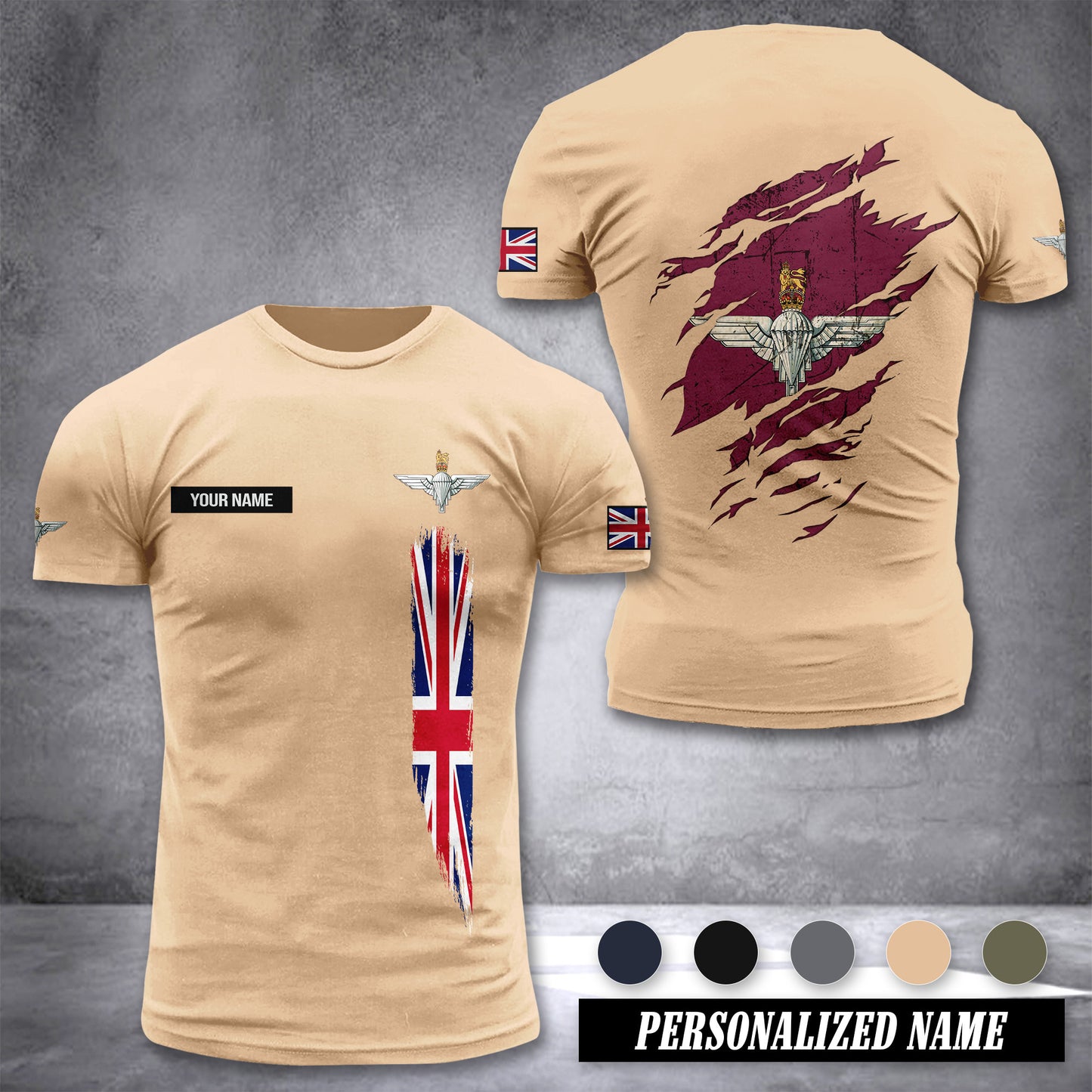 The Parachute Regiment UK customize T-shirt back