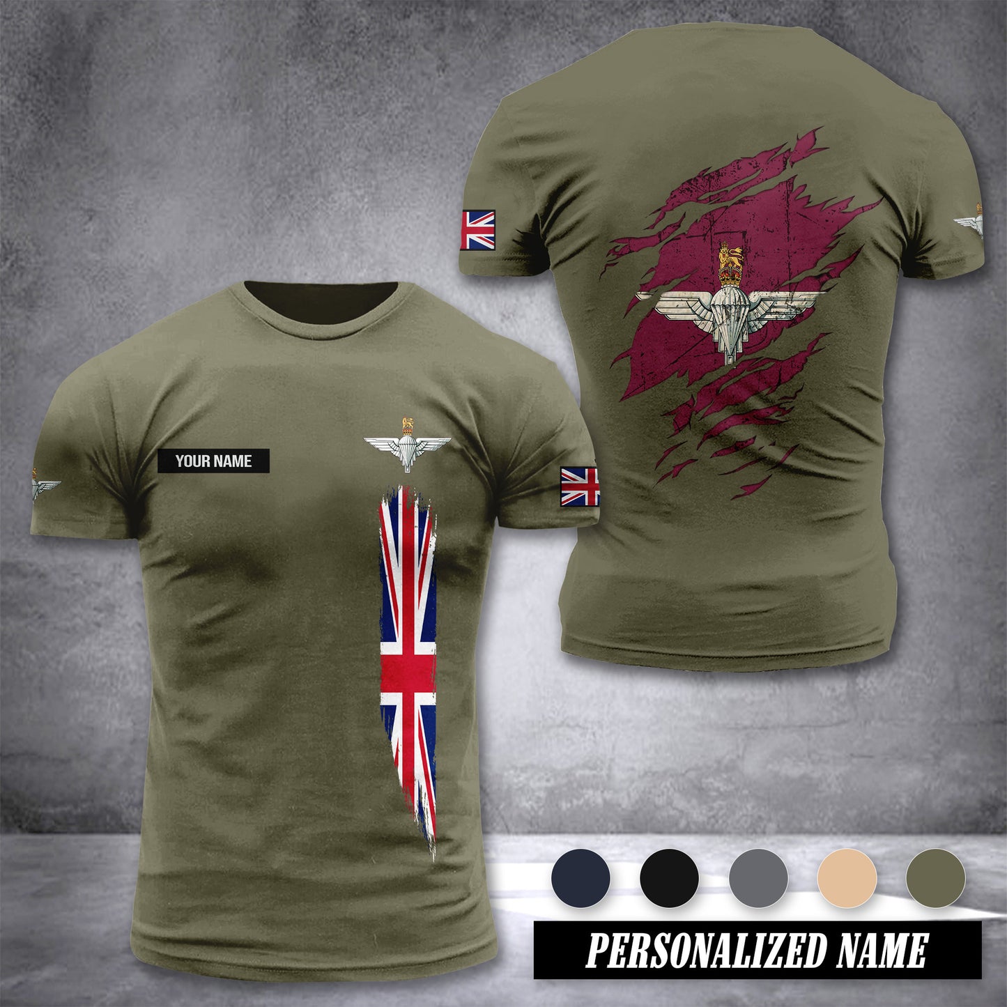 The Parachute Regiment UK customize T-shirt back