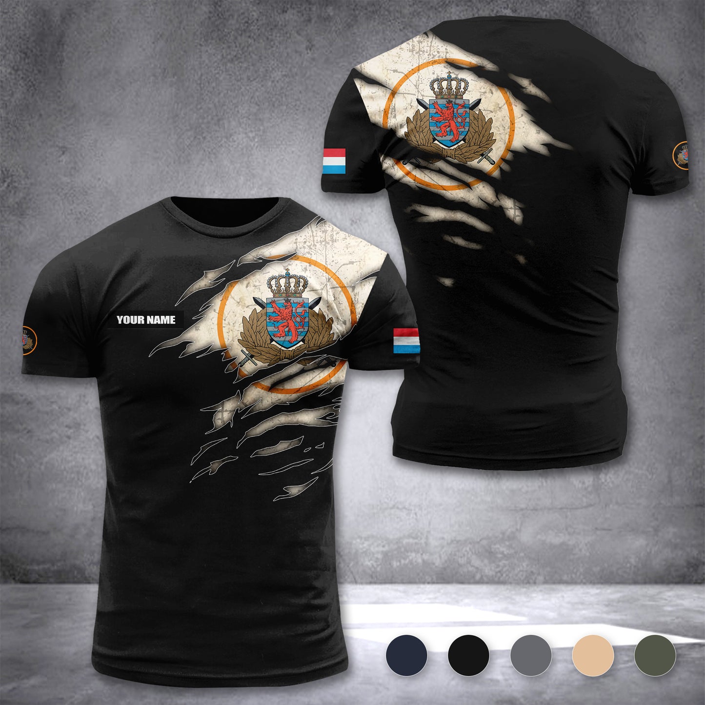 Luxembourg Army customize T-shirt 3d zak