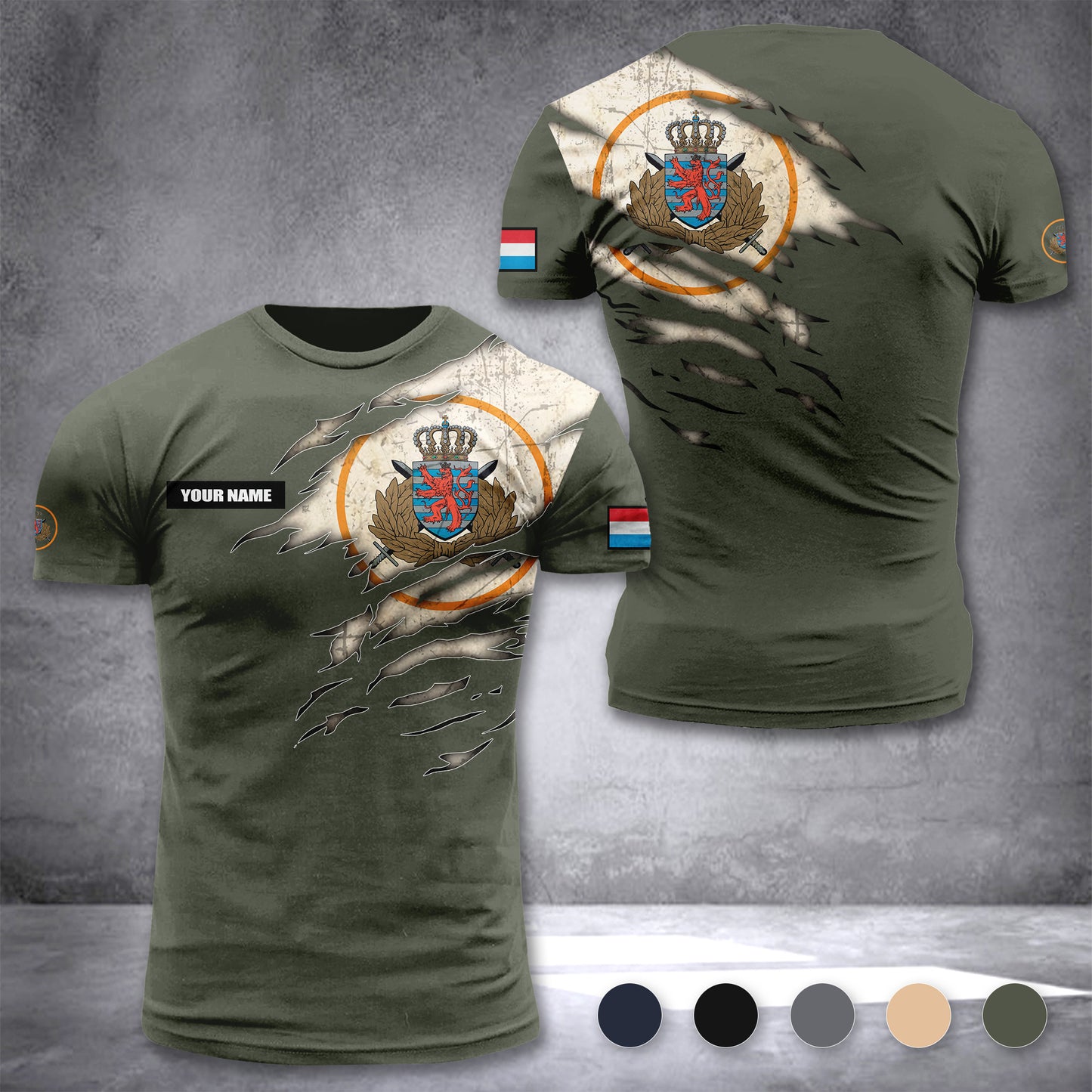 Luxembourg Army customize T-shirt 3d zak