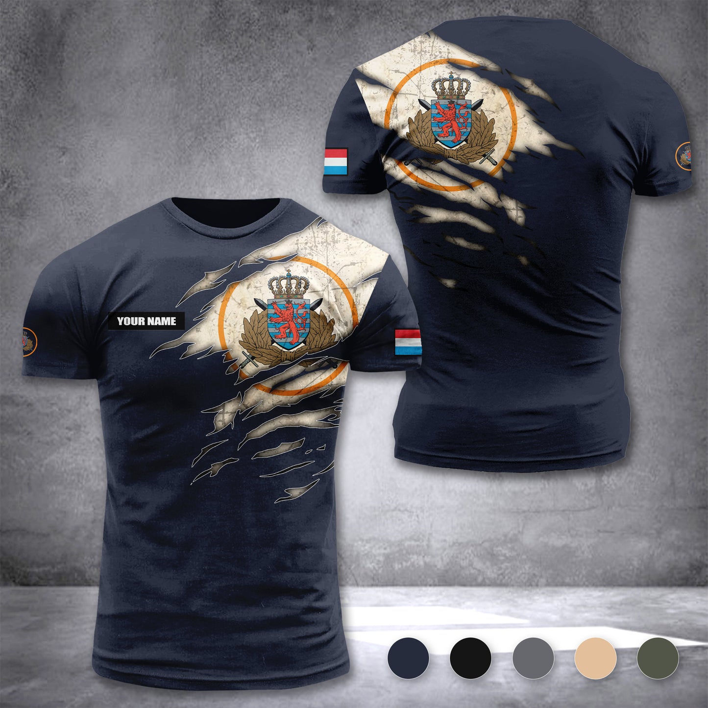 Luxembourg Army customize T-shirt 3d zak