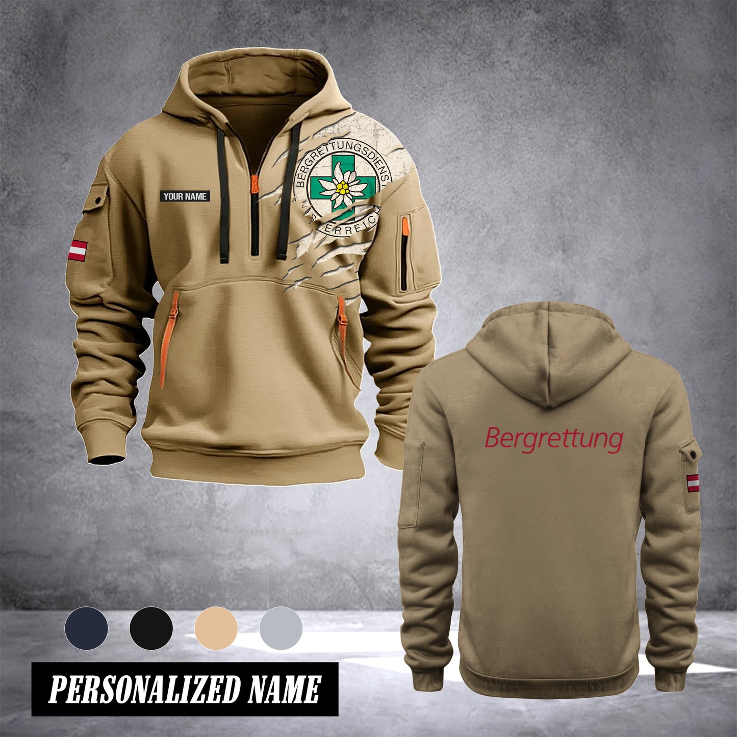 Bergrettung Austria customize Hoodie Half Zipper NLG