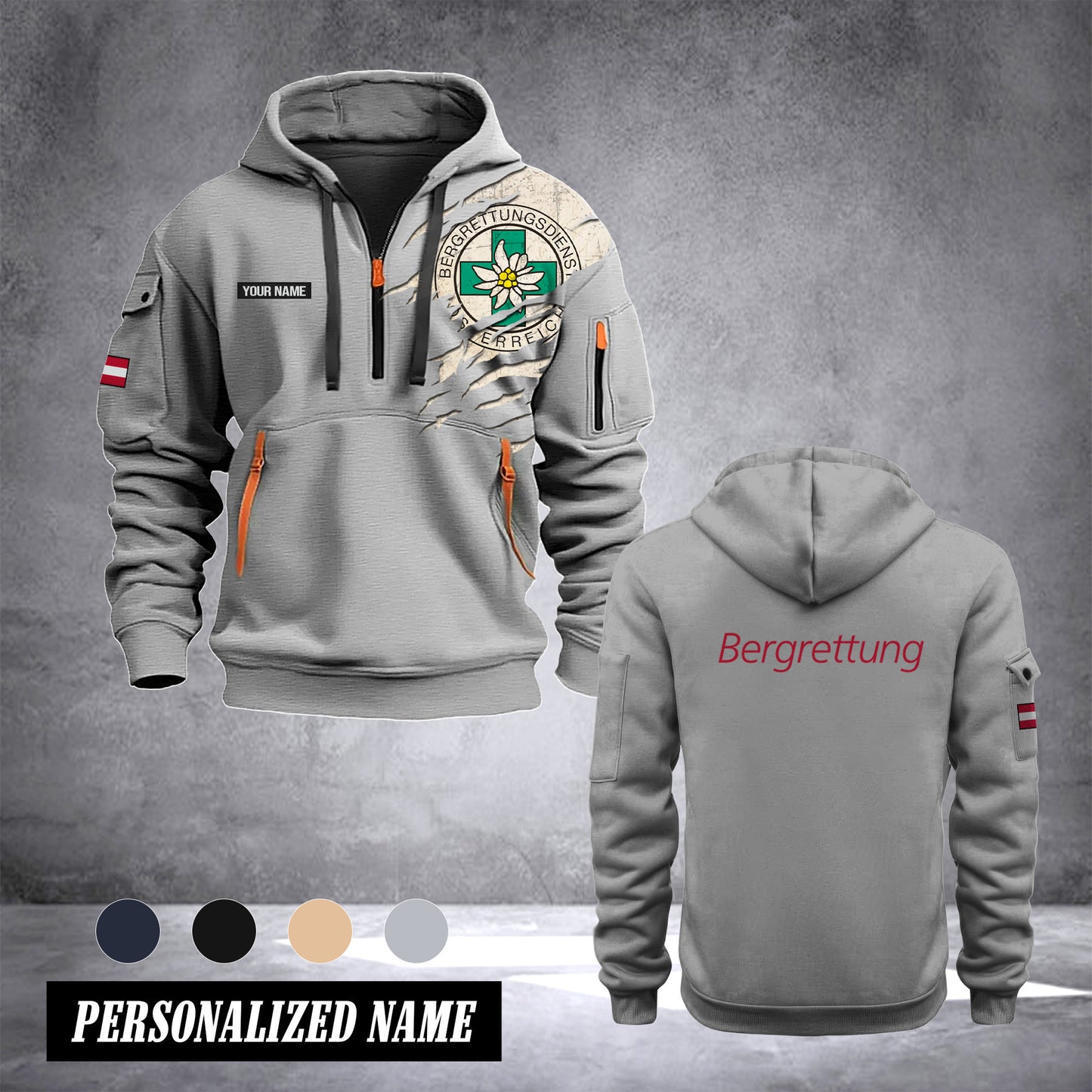 Bergrettung Austria customize Hoodie Half Zipper NLG