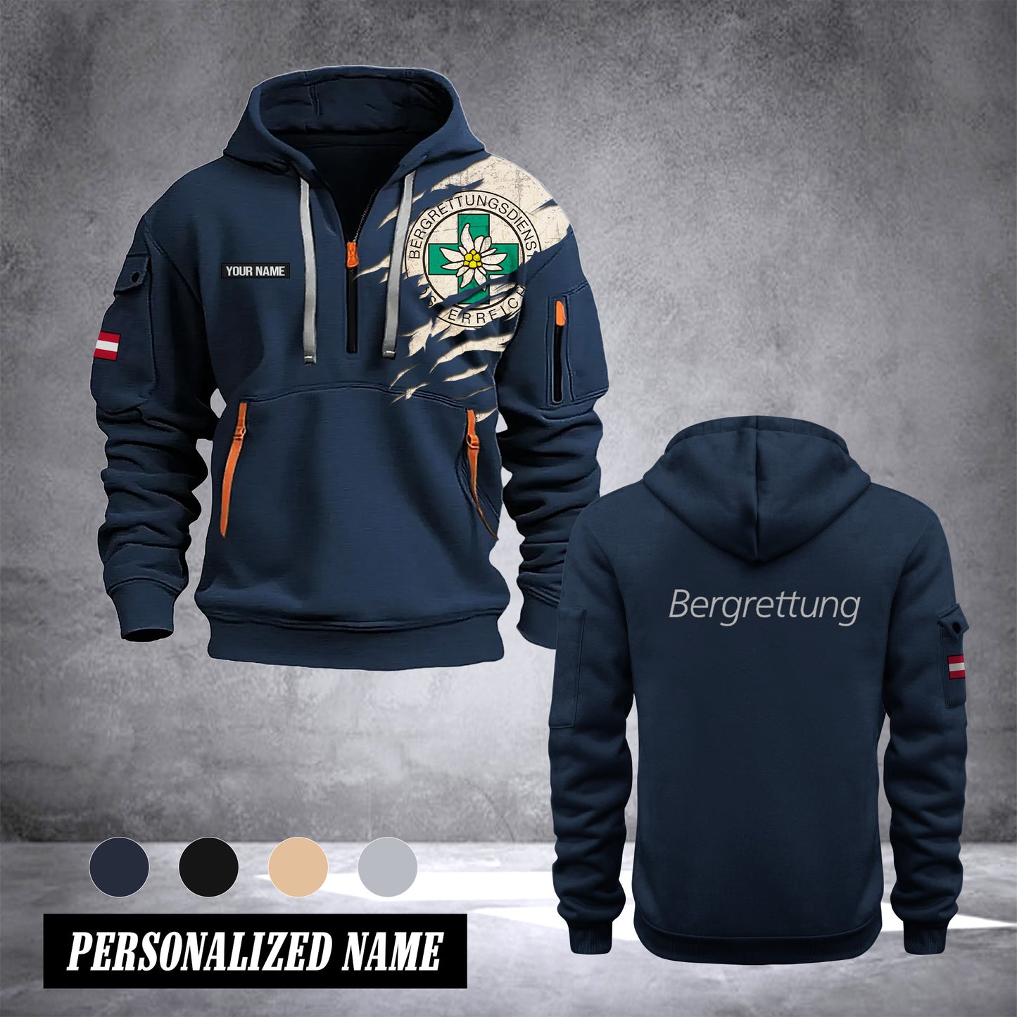 Bergrettung Austria customize Hoodie Half Zipper NLG