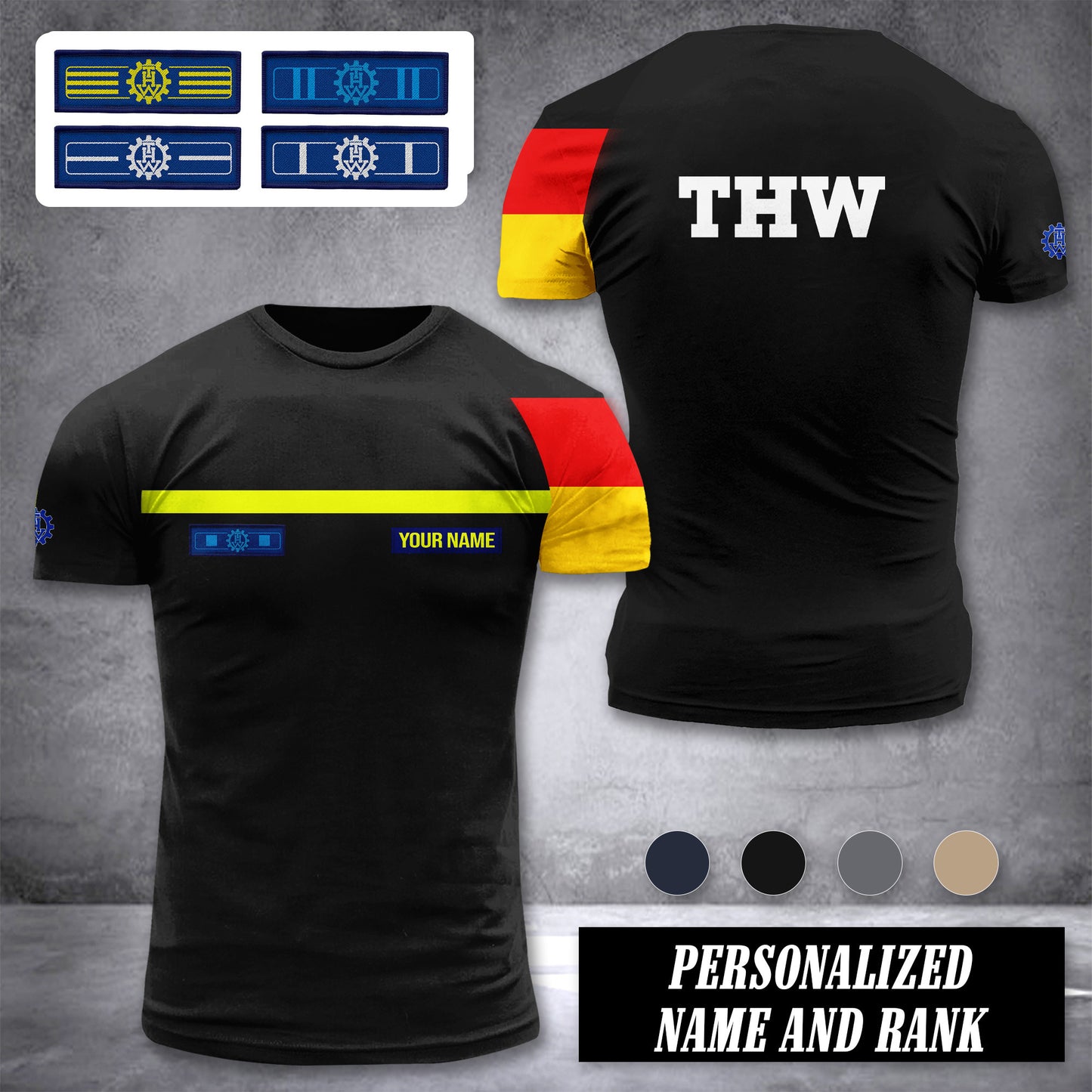 THW Germany customize rank t shirt 3d 442