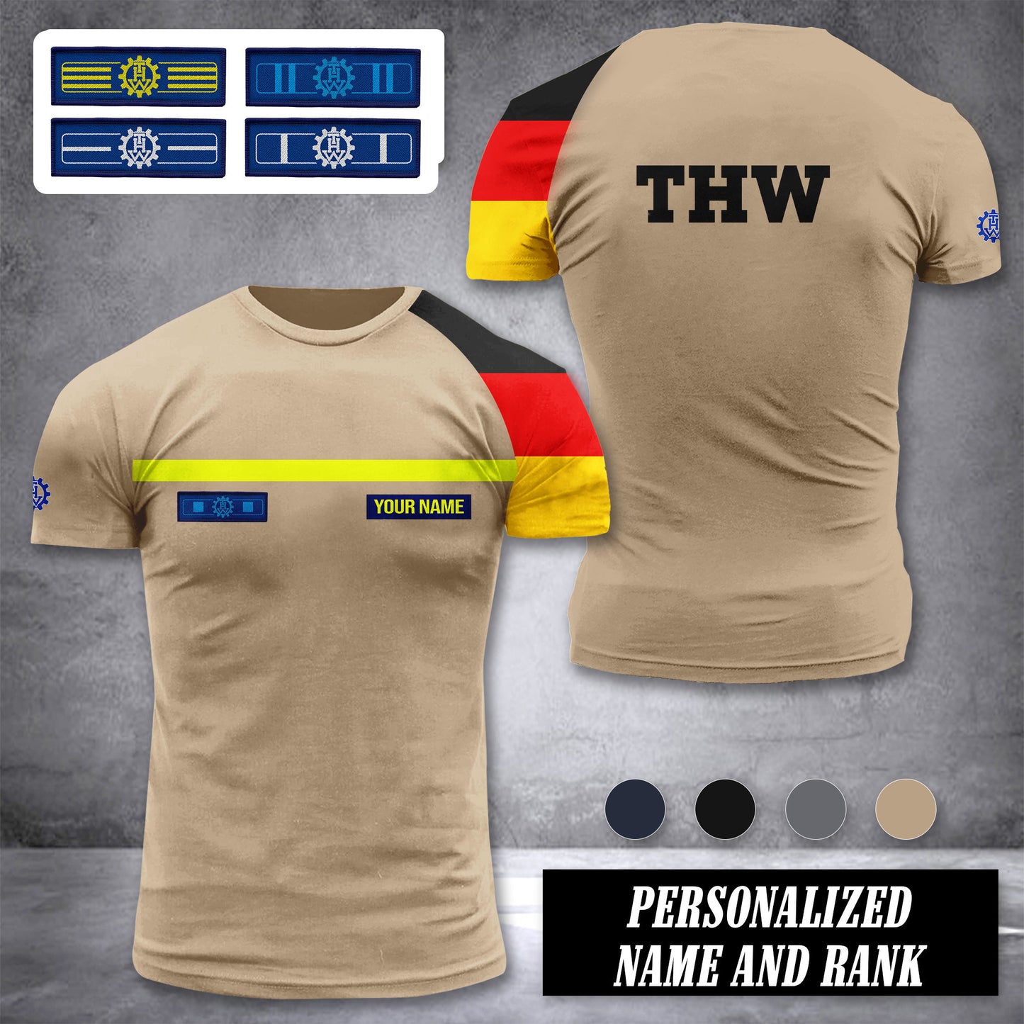 THW Germany customize rank t shirt 3d 442
