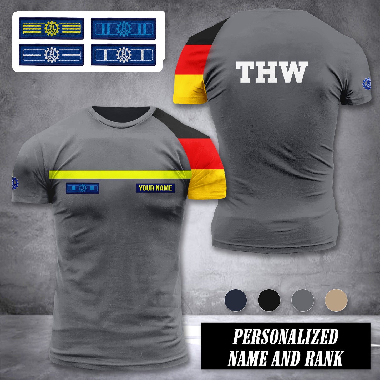 THW Germany customize rank t shirt 3d 442