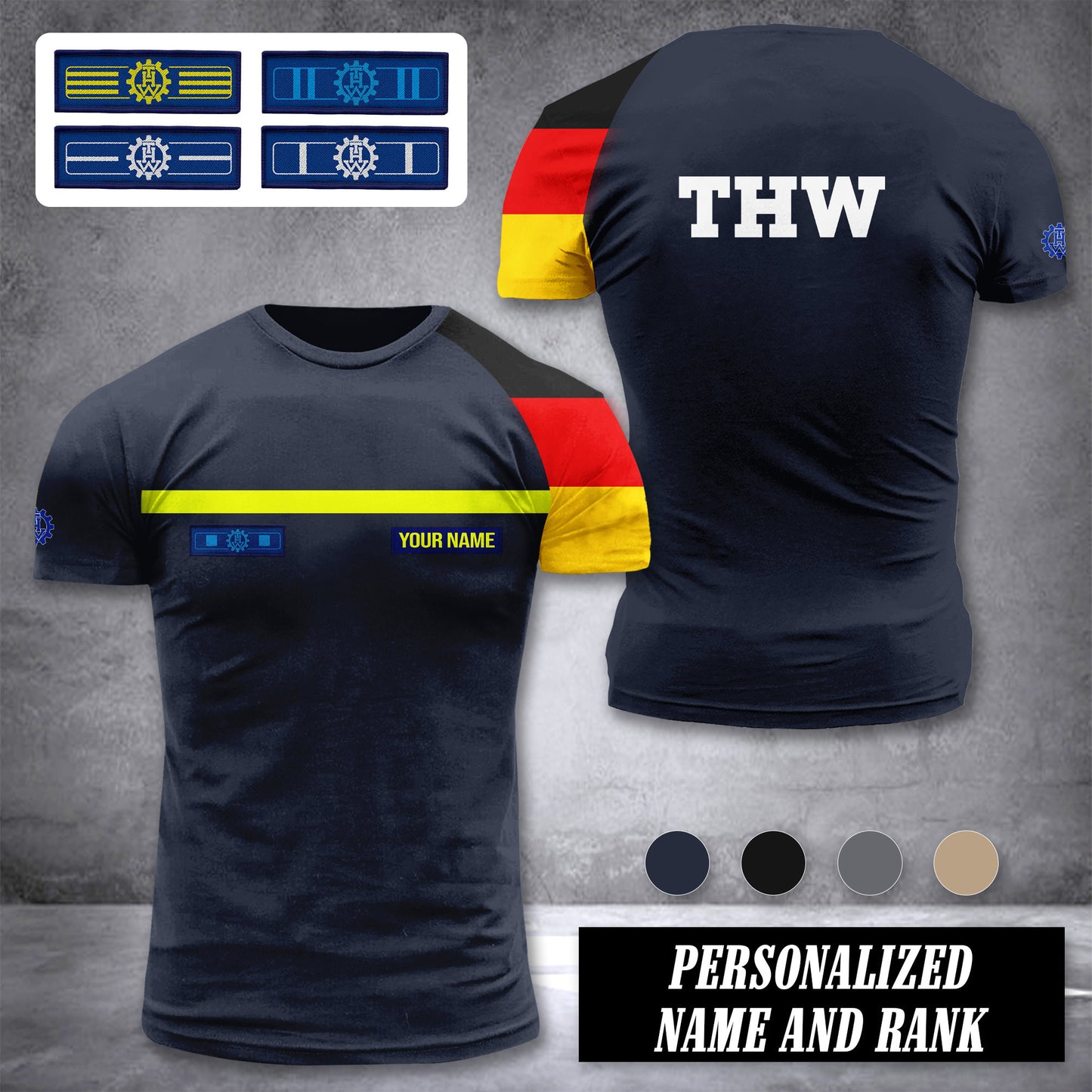 THW Germany customize rank t shirt 3d 442