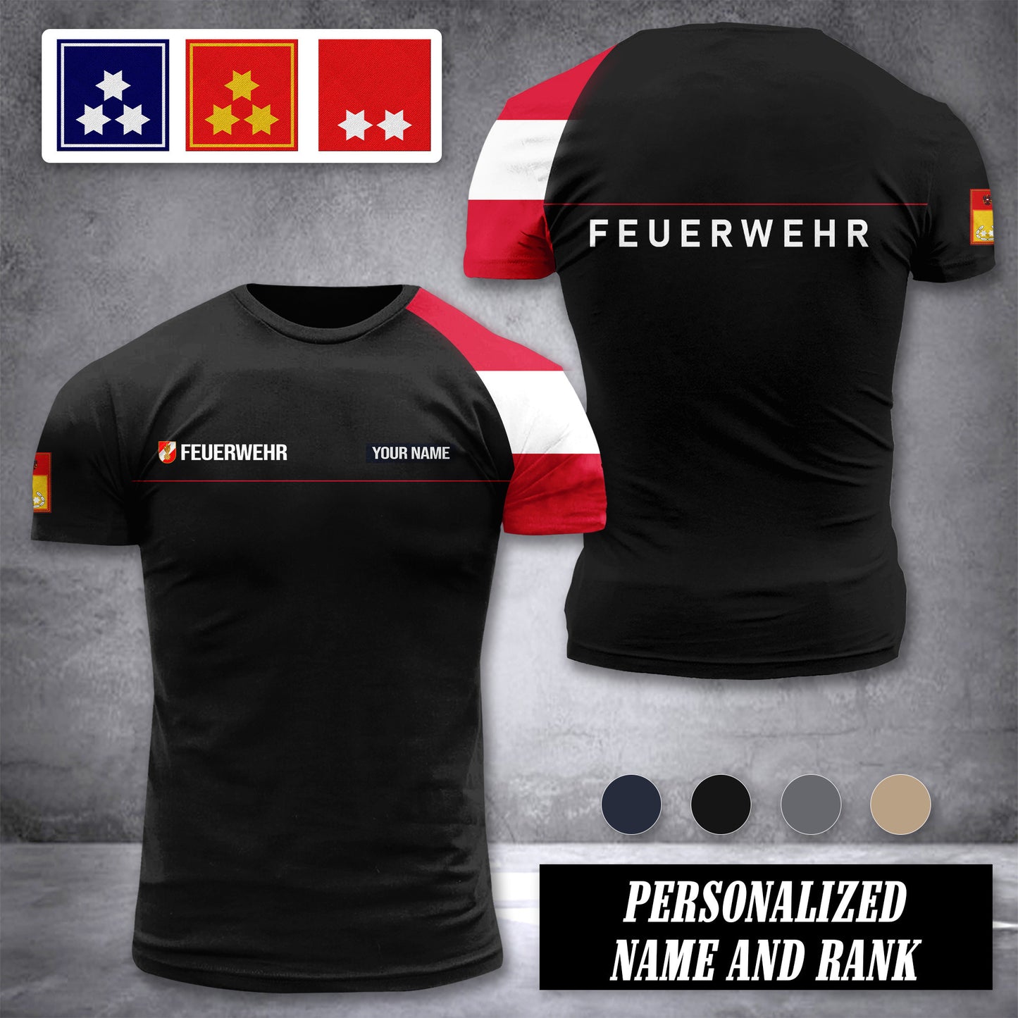Firefighter Austria customize ranking T-shirt 442