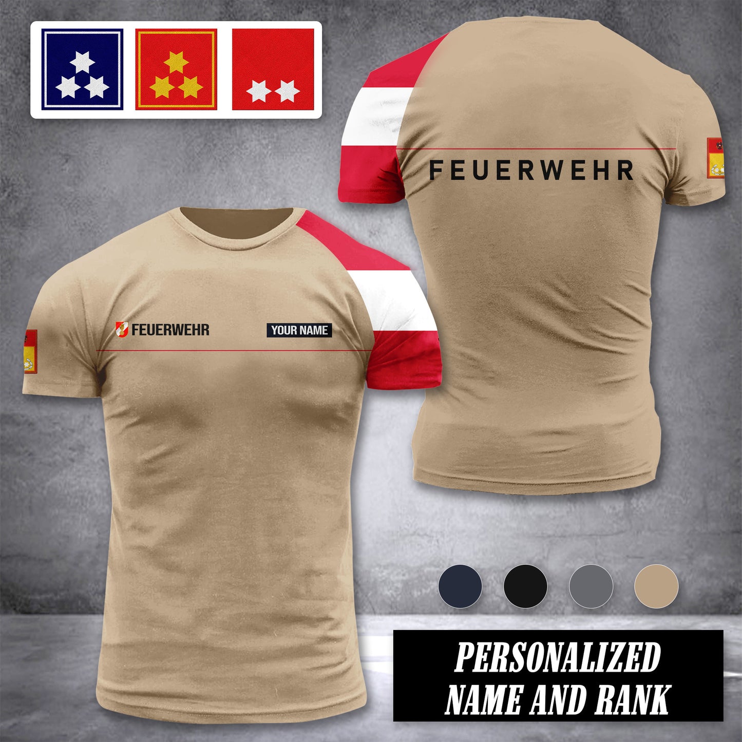 Firefighter Austria customize ranking T-shirt 442