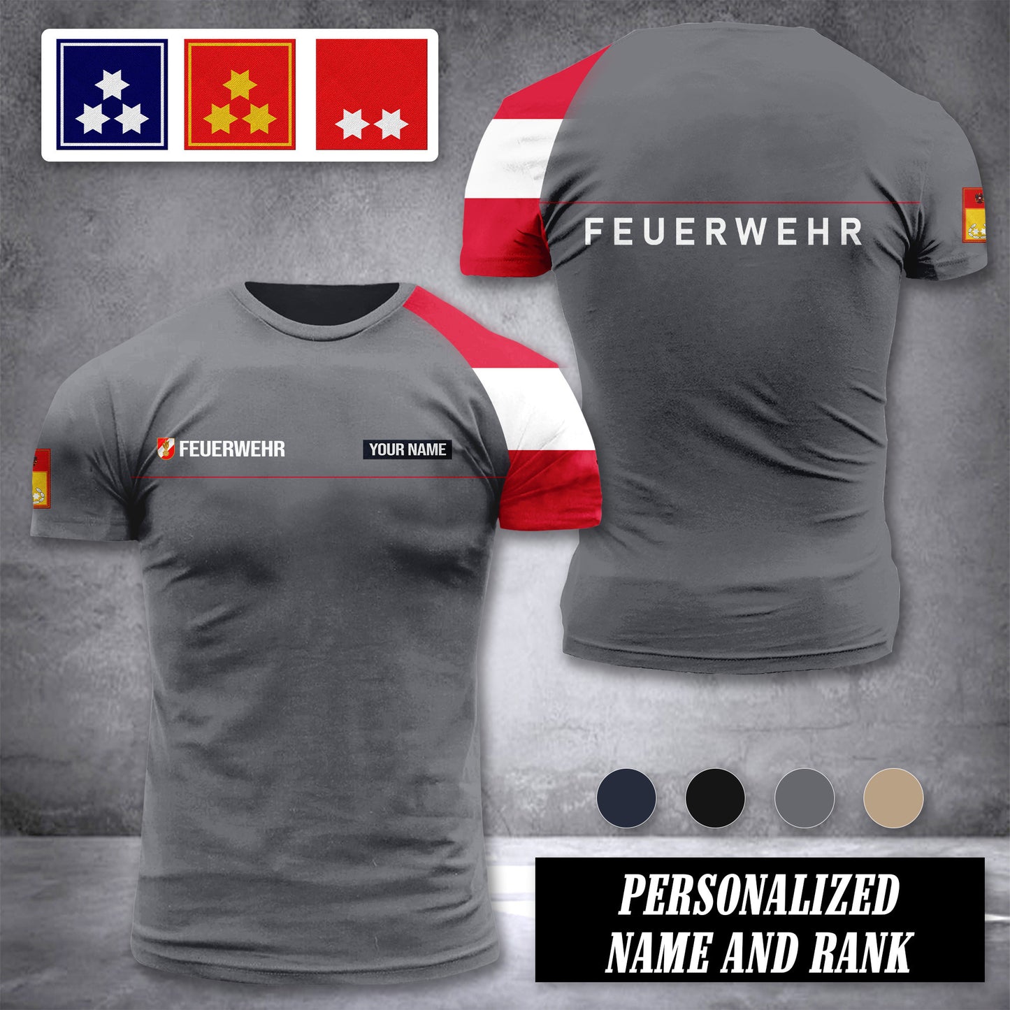 Firefighter Austria customize ranking T-shirt 442