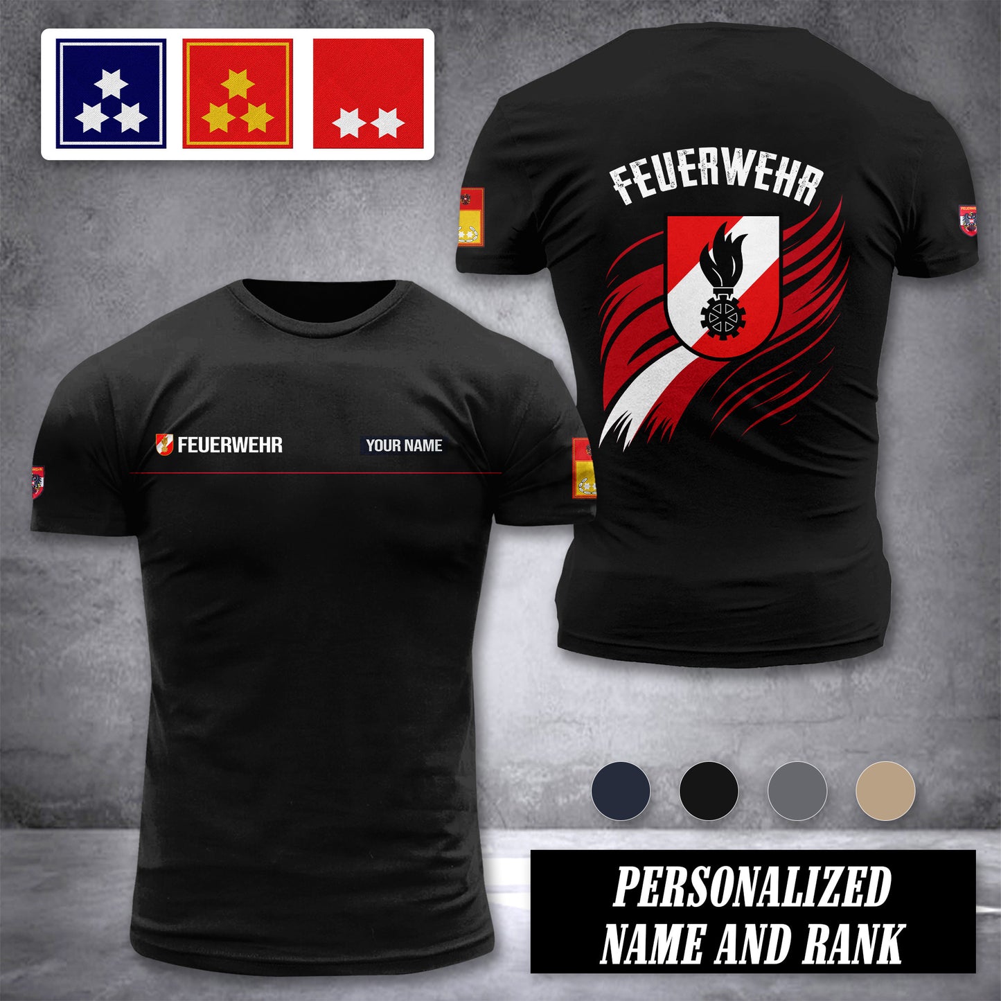 Firefighter Austria customize ranking T-shirt 246