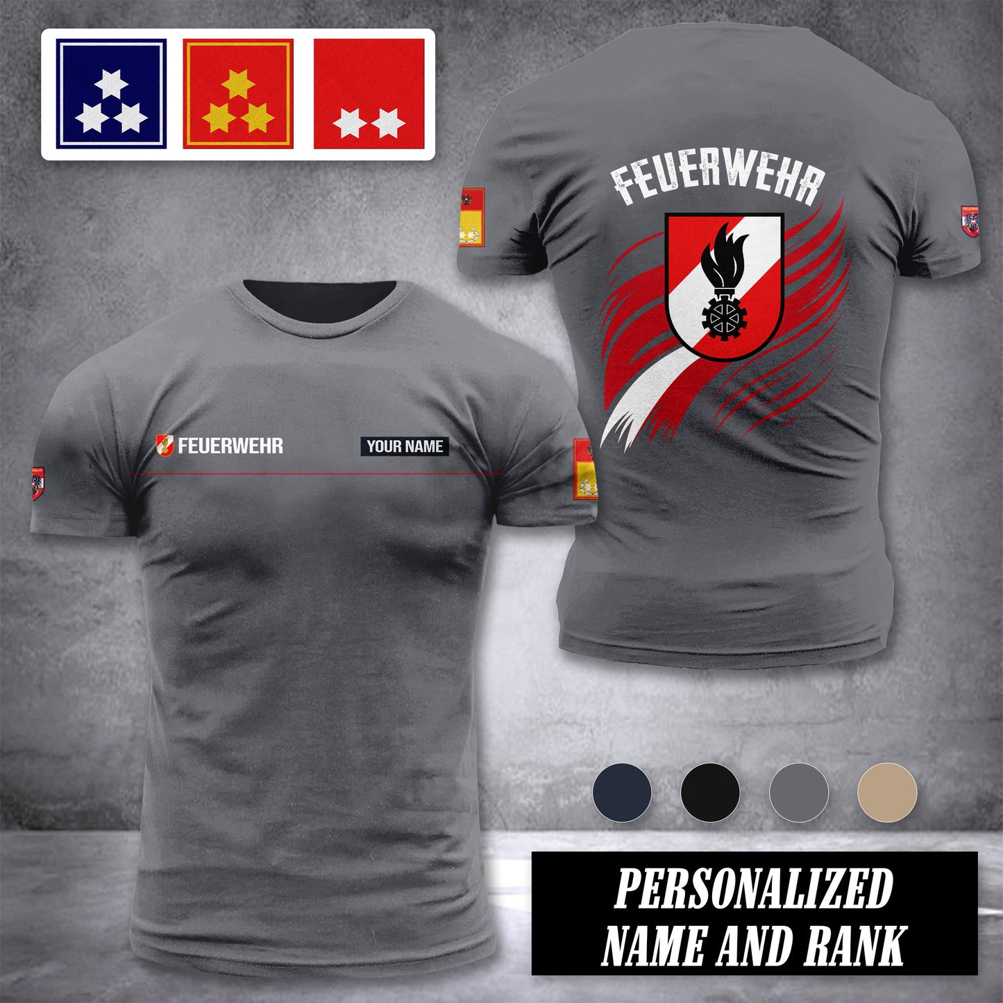 Firefighter Austria customize ranking T-shirt 246