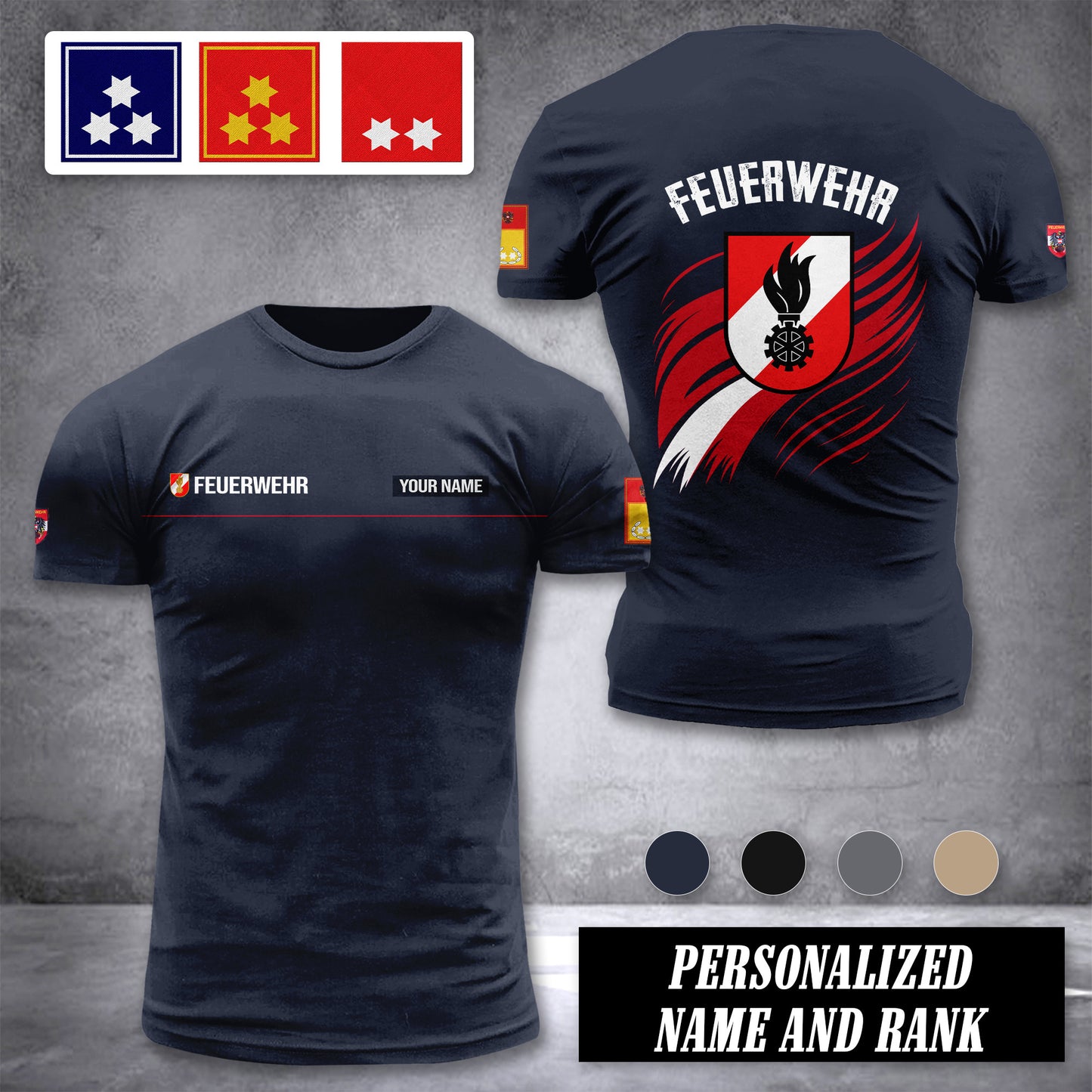 Firefighter Austria customize ranking T-shirt 246