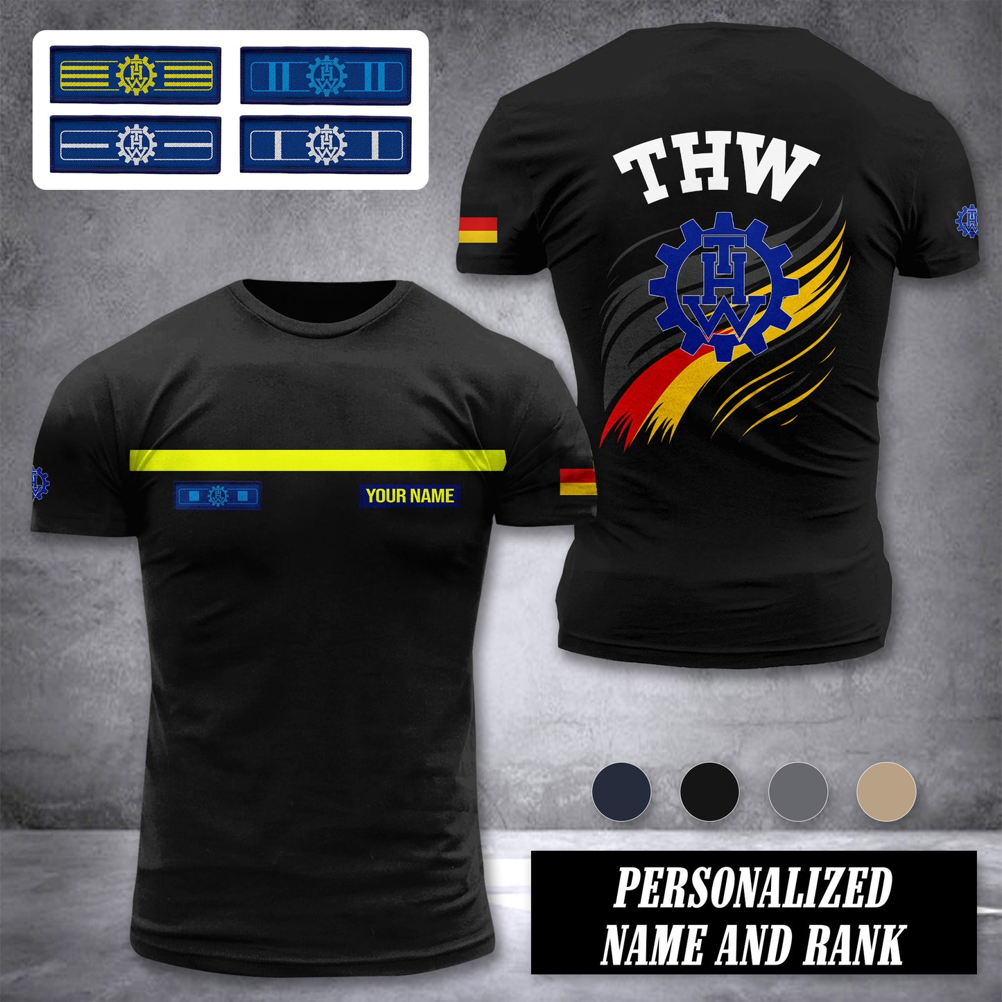 THW Germany customize rank t shirt 3d 246