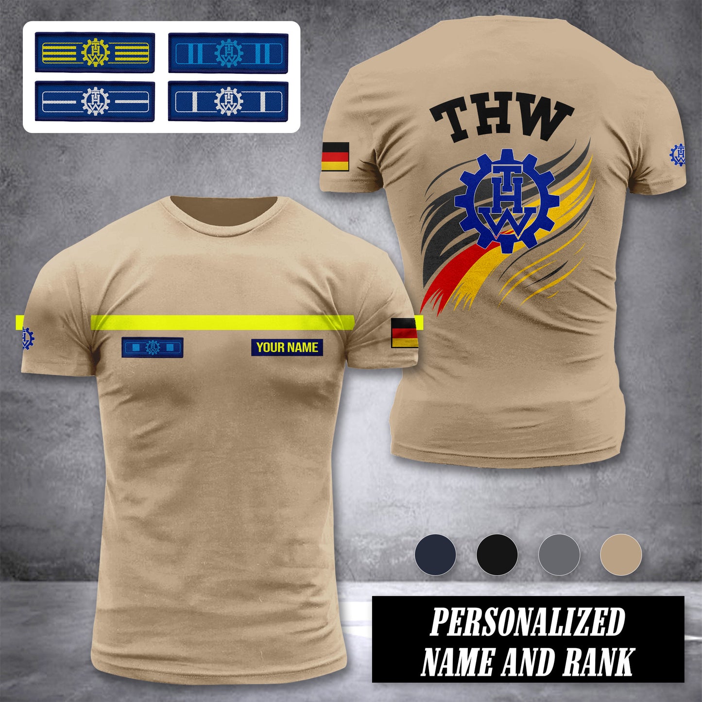 THW Germany customize rank t shirt 3d 246