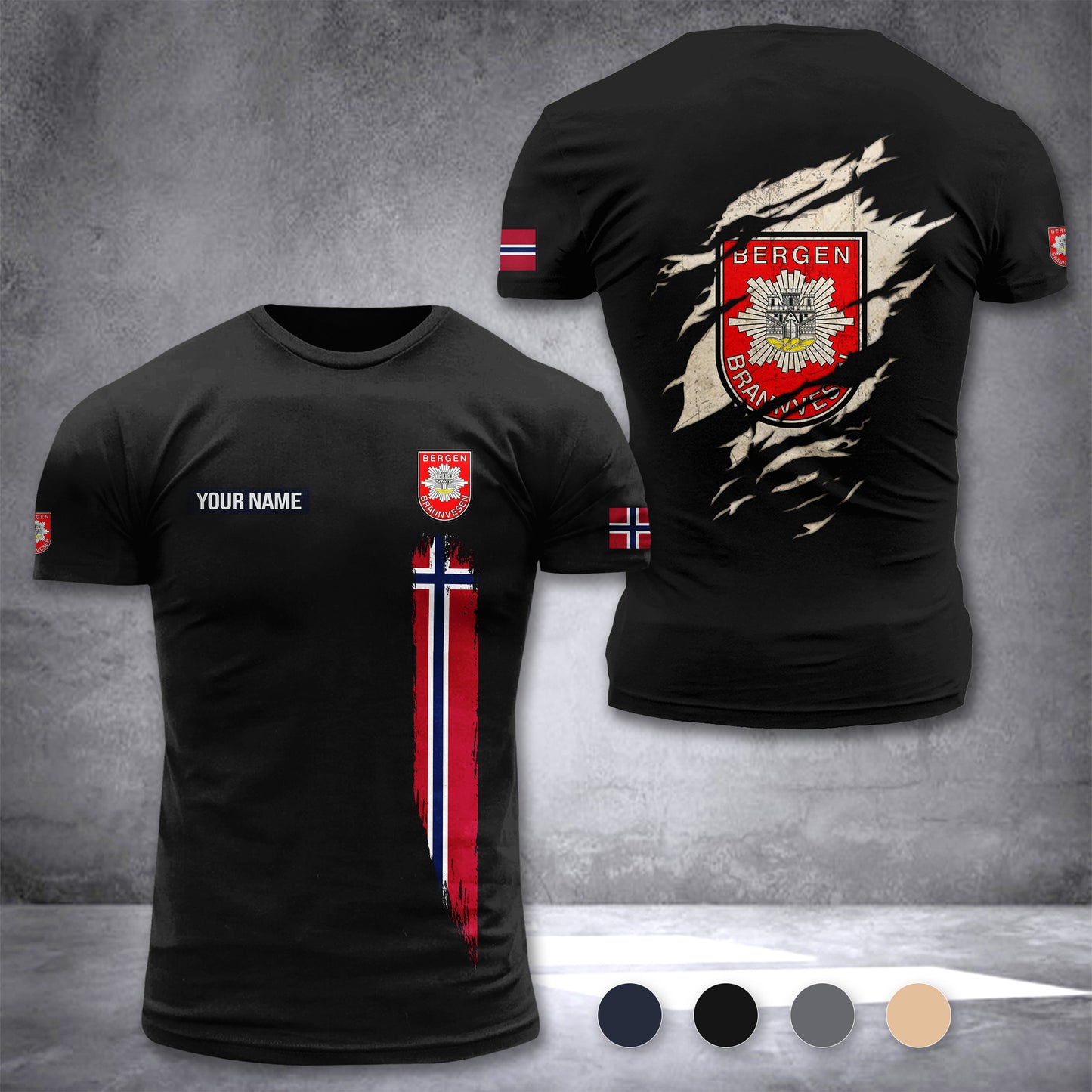 Bergen brannvesen Norway customize T-shirt 355