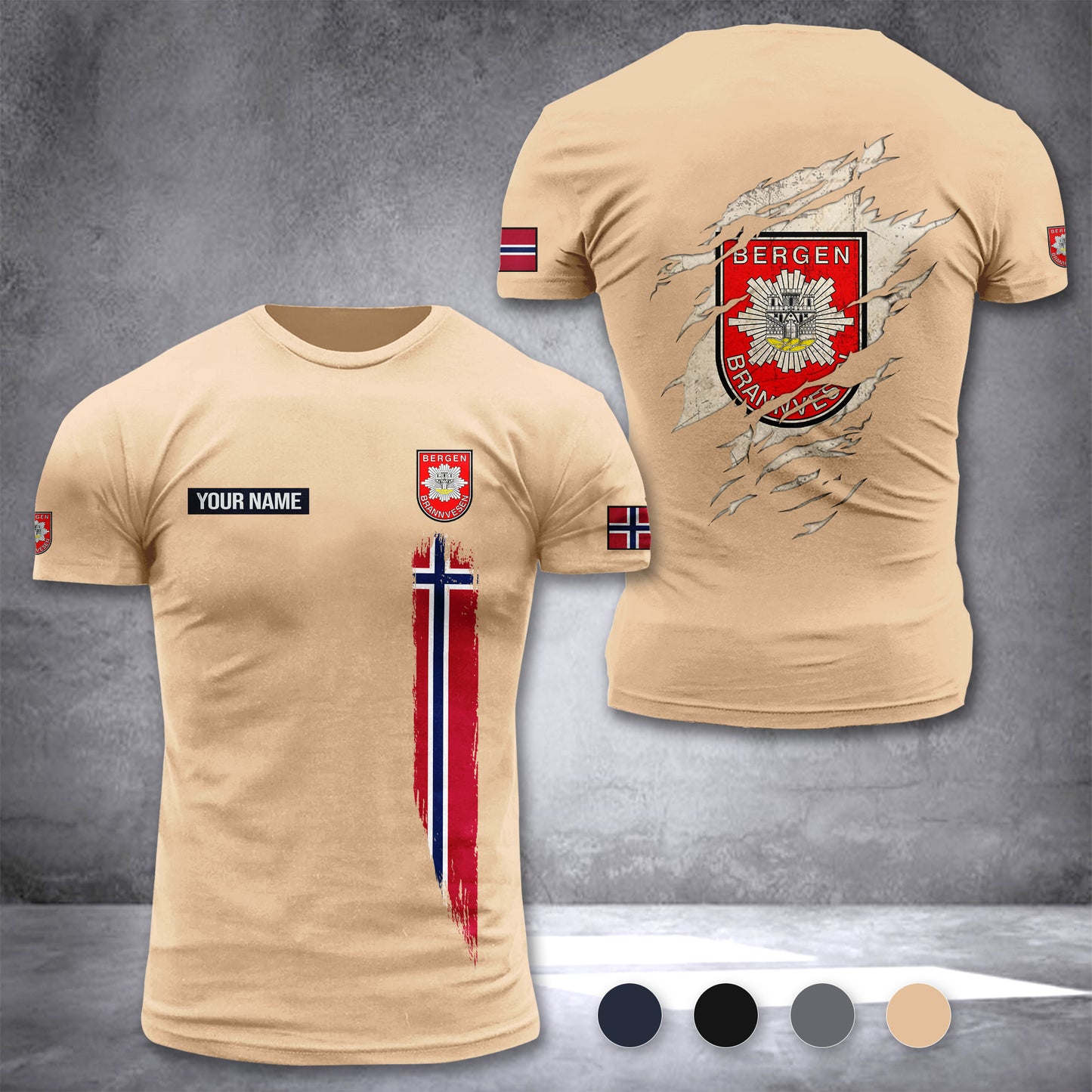 Bergen brannvesen Norway customize T-shirt 355