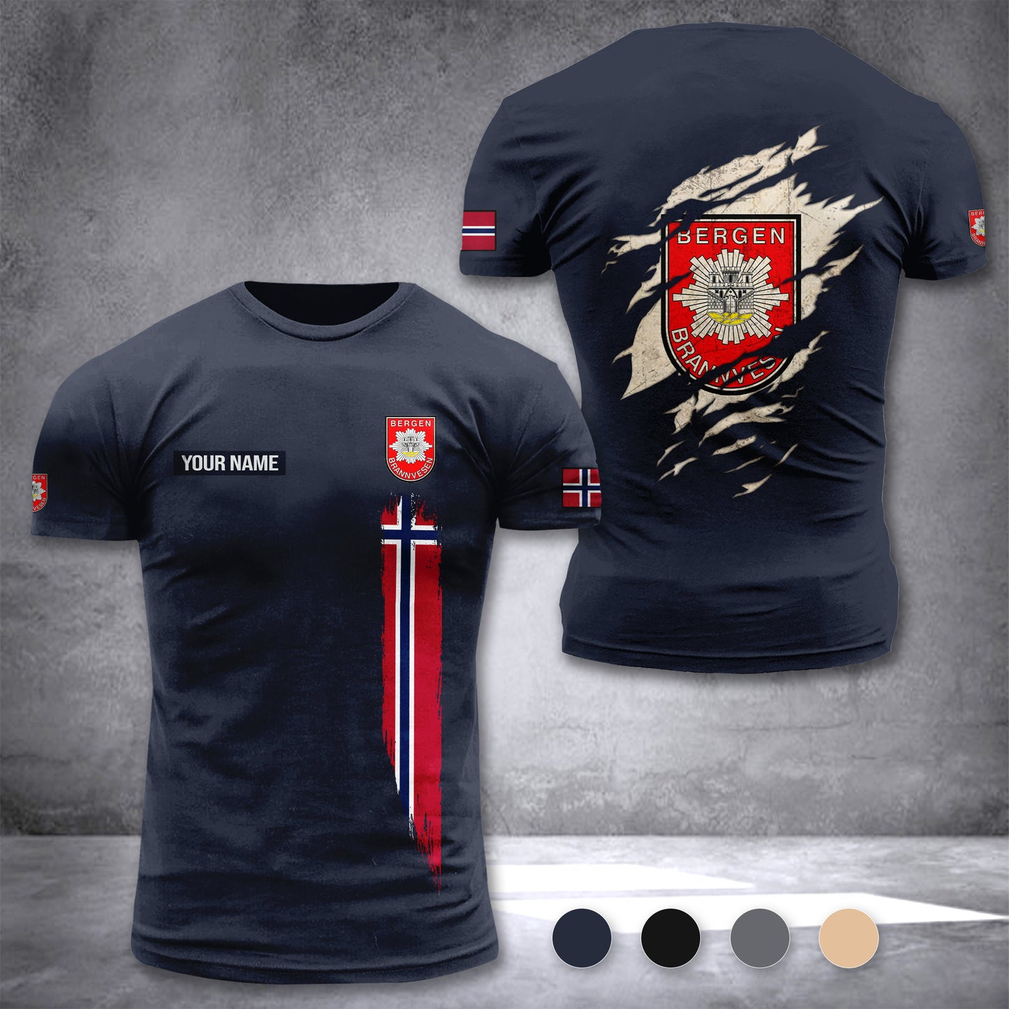 Bergen brannvesen Norway customize T-shirt 355
