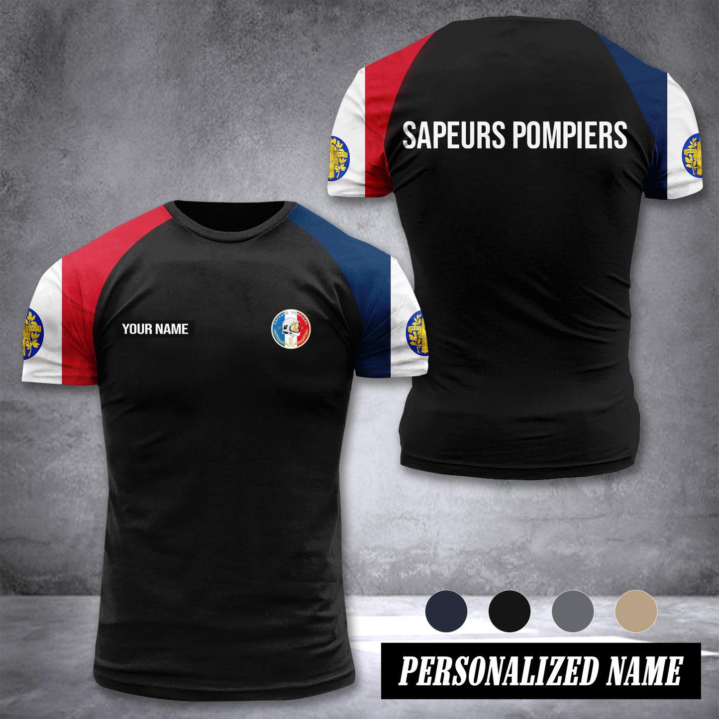 Firefighter France customize T-shirt has raglan sleeves 265