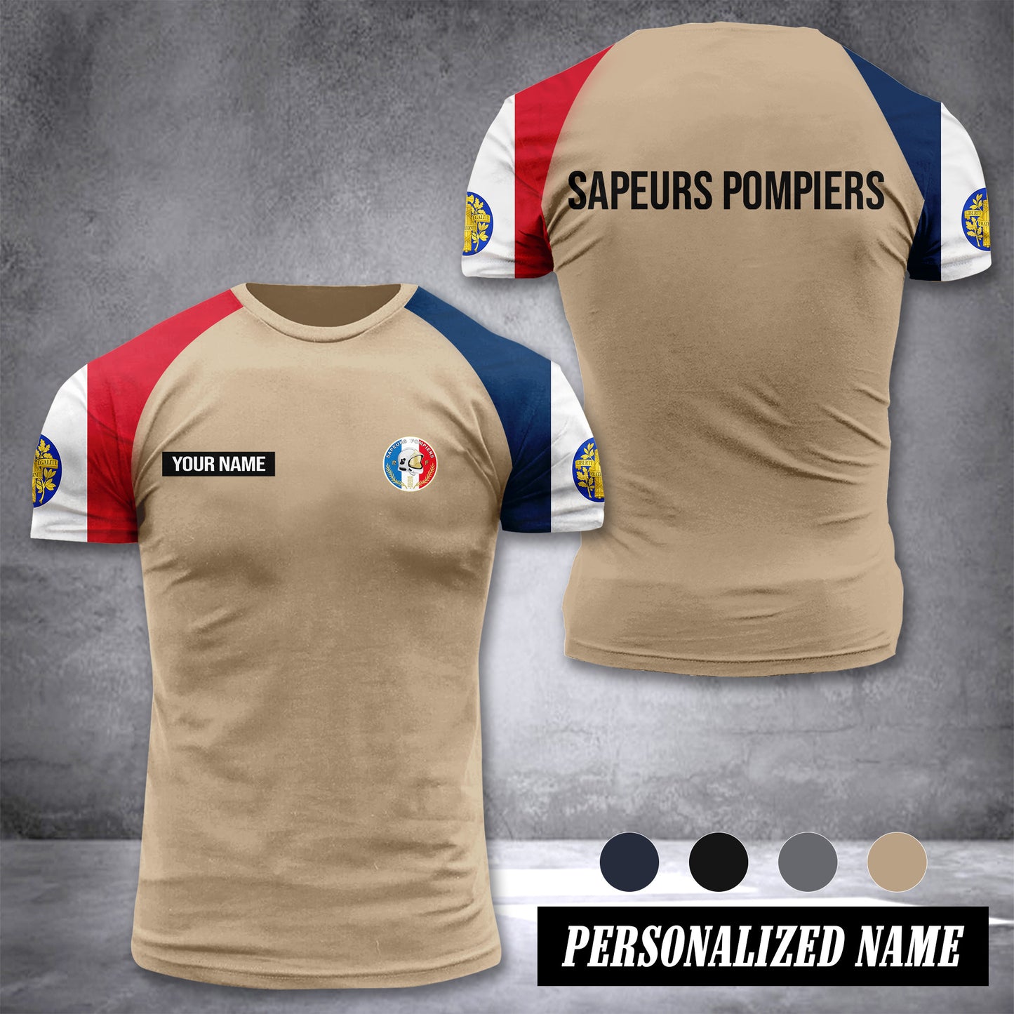 Firefighter France customize T-shirt has raglan sleeves 265