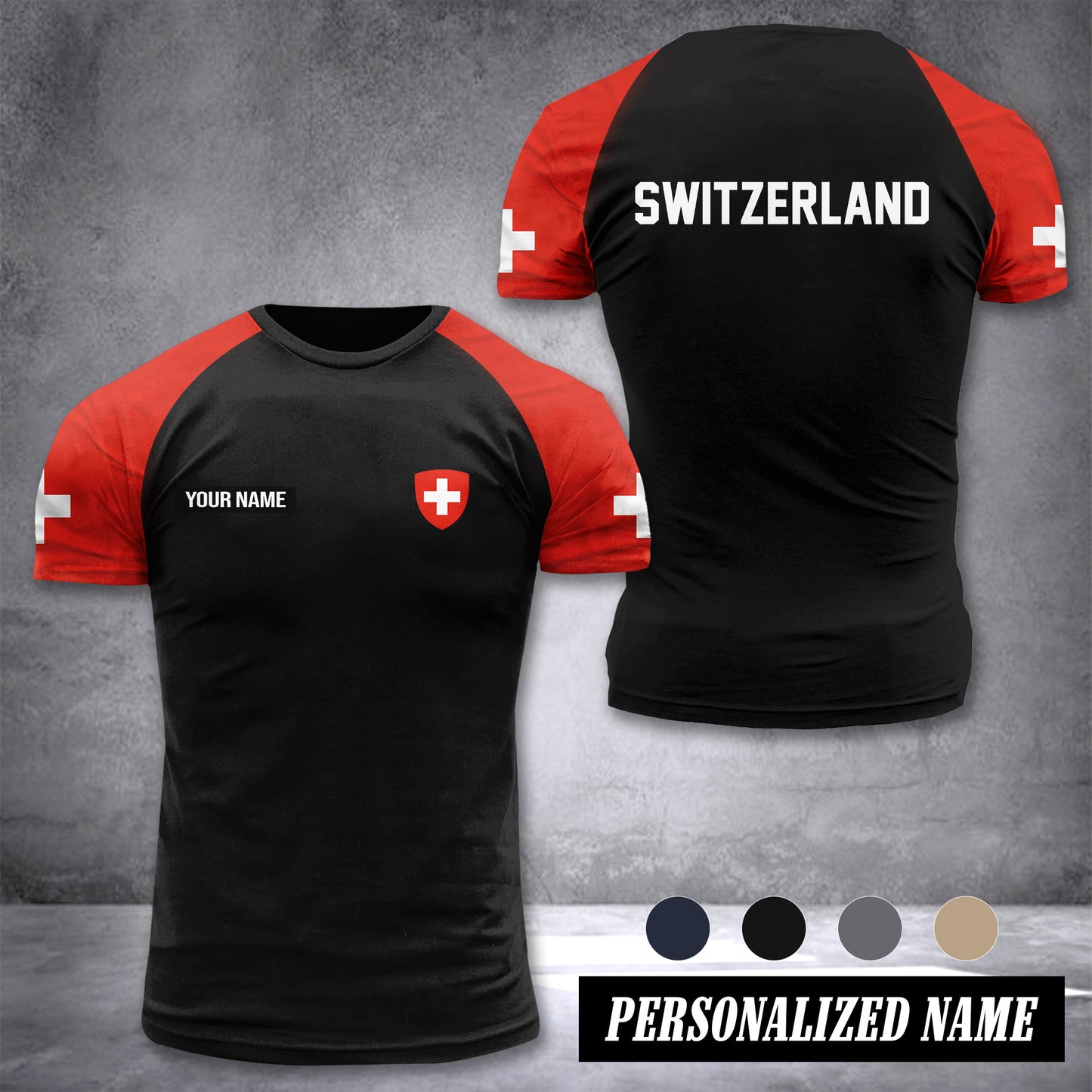 Switzerland customize T-shirt has raglan sleeves 265