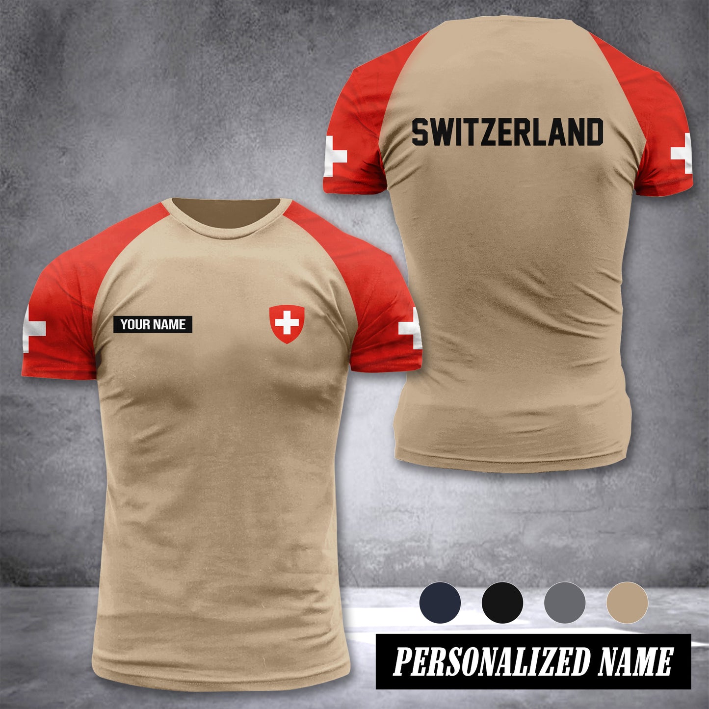 Switzerland customize T-shirt has raglan sleeves 265