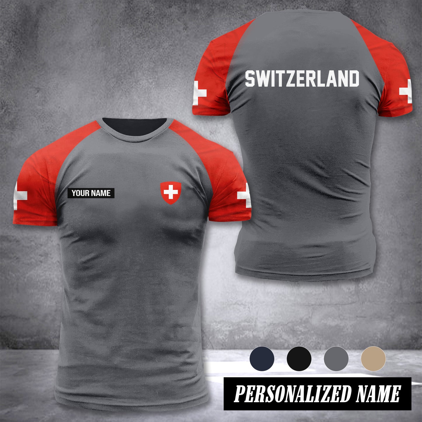 Switzerland customize T-shirt has raglan sleeves 265