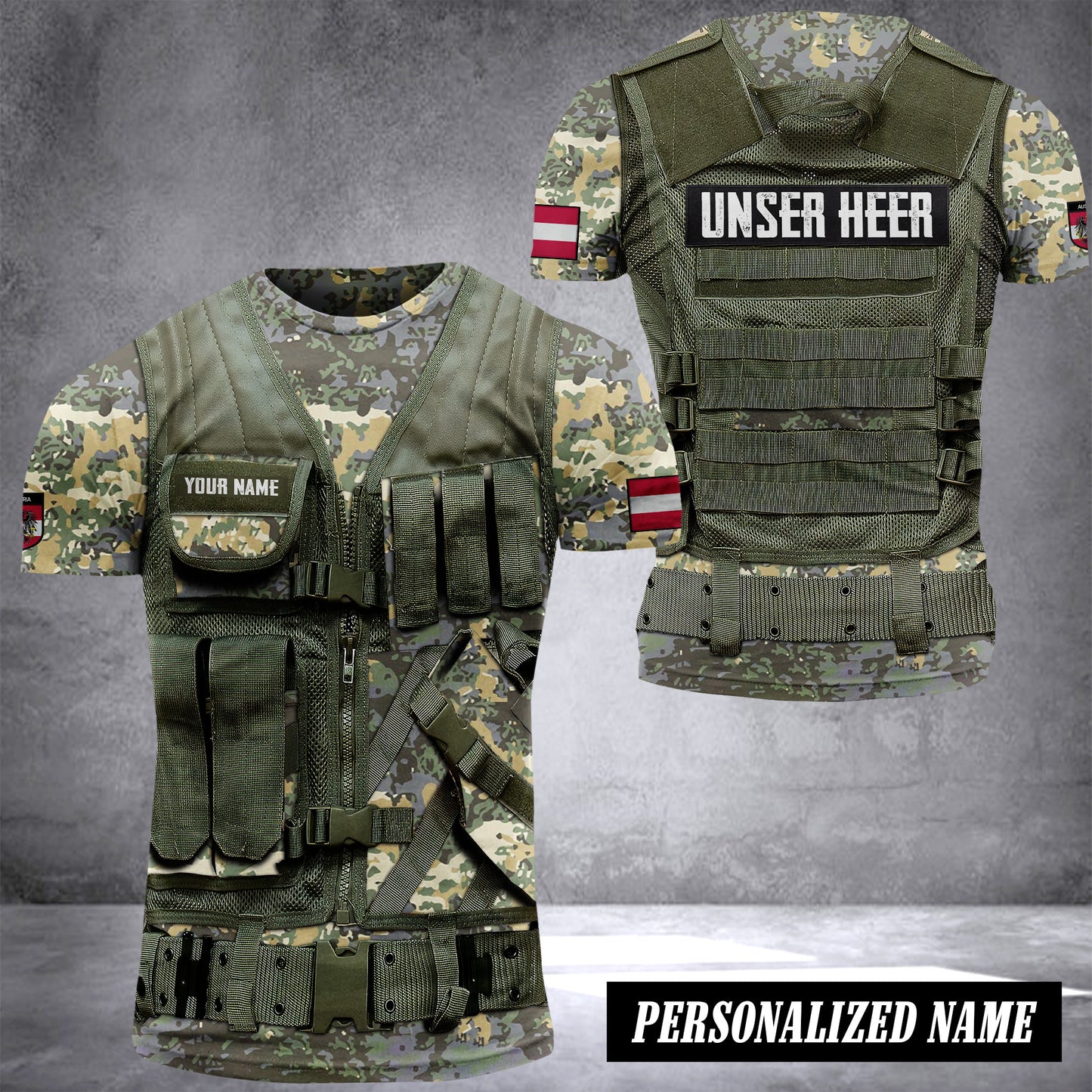 Austria Army customize T-shirt 3d tatical camo
