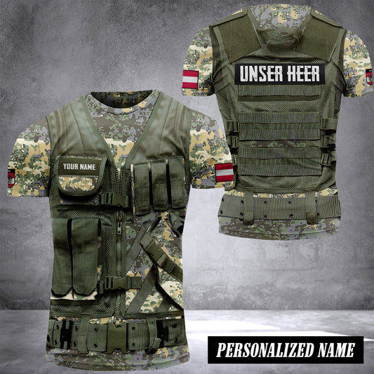 Austria Army customize T-shirt 3d tatical camo