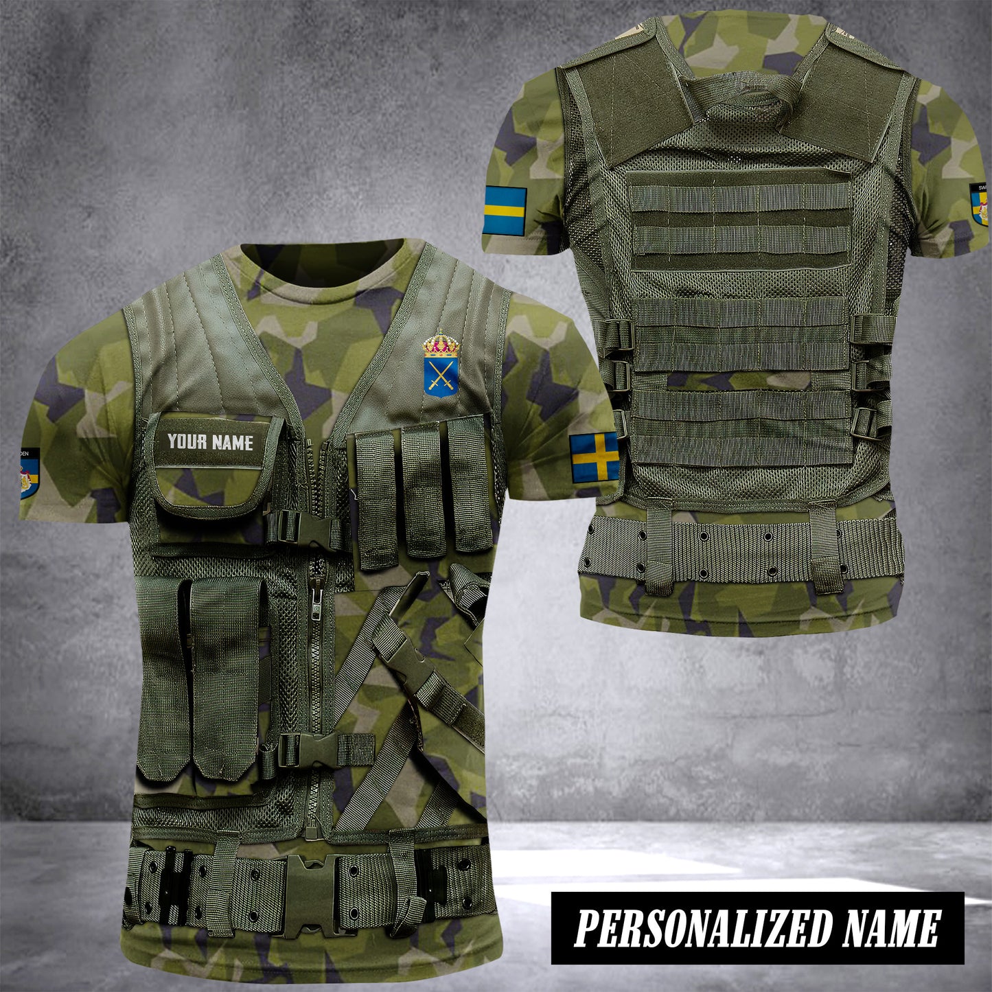 Sweden Army customize T-shirt 3d tatical camo