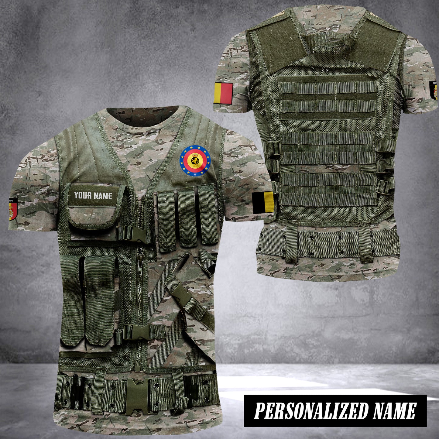 Belgium Army customize T-shirt 3d tatical camo