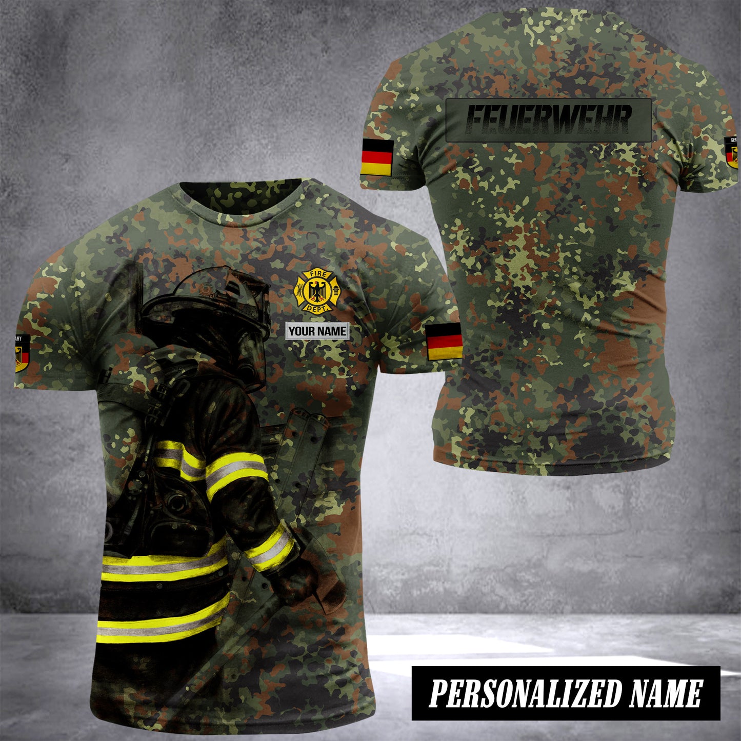 Firefighter Germany Camoflag customize T-shirt