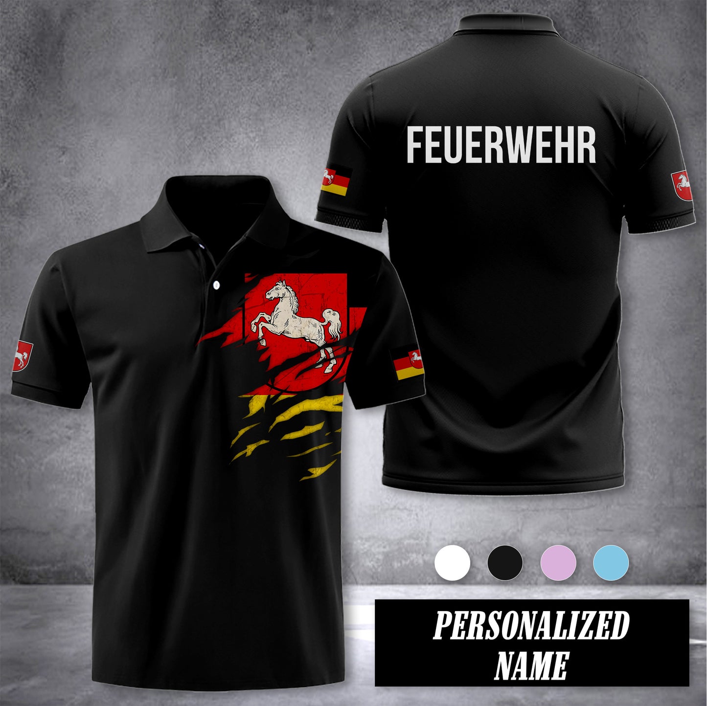 Firefighter Lower Saxony customize polo back