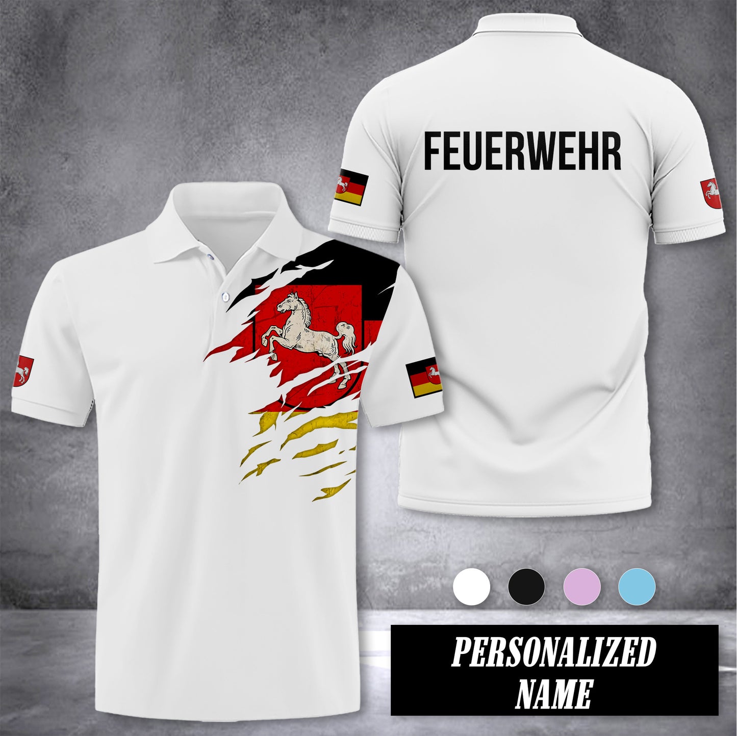 Firefighter Lower Saxony customize polo back