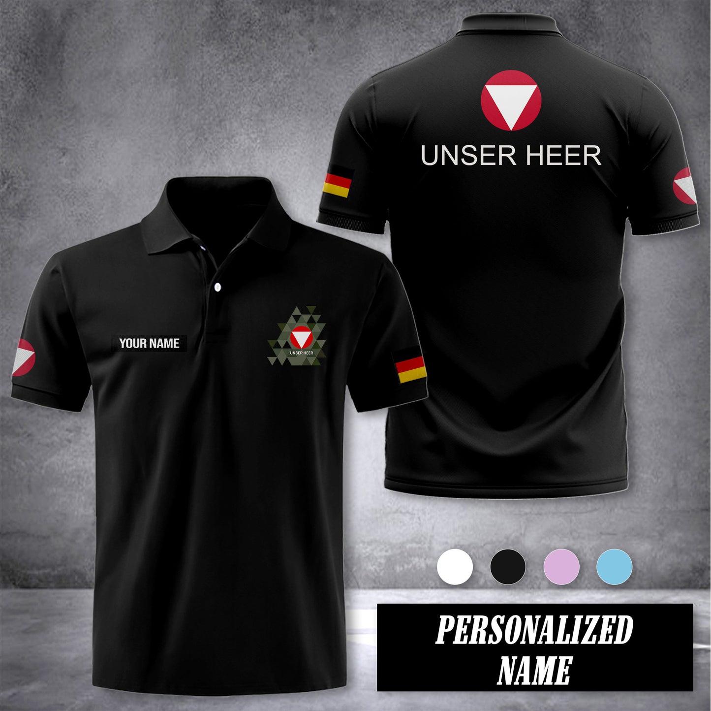 Unser Heer Austria customize polo back