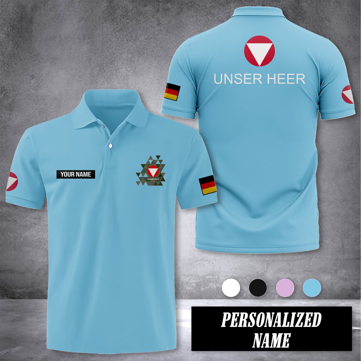 Unser Heer Austria customize polo back
