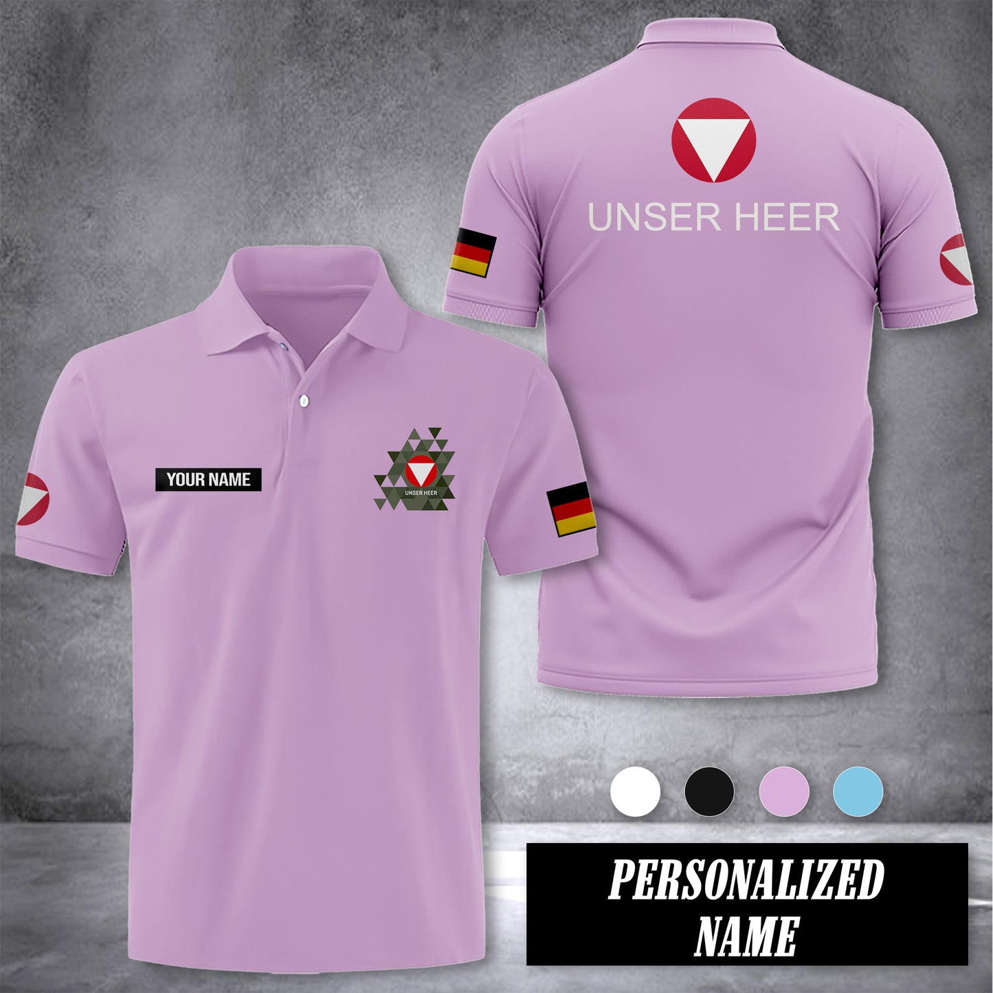 Unser Heer Austria customize polo back